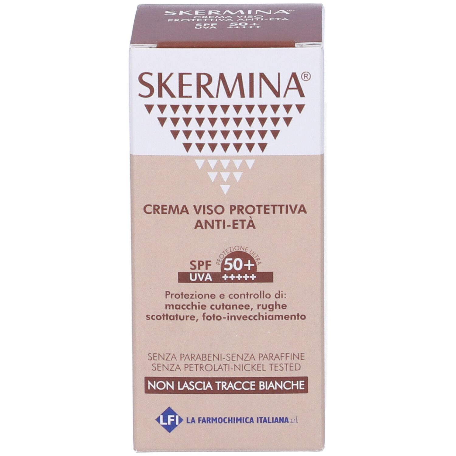 Confezione Skermina. Crema viso protettiva anti-età, SPF 50+. SPF 50+.