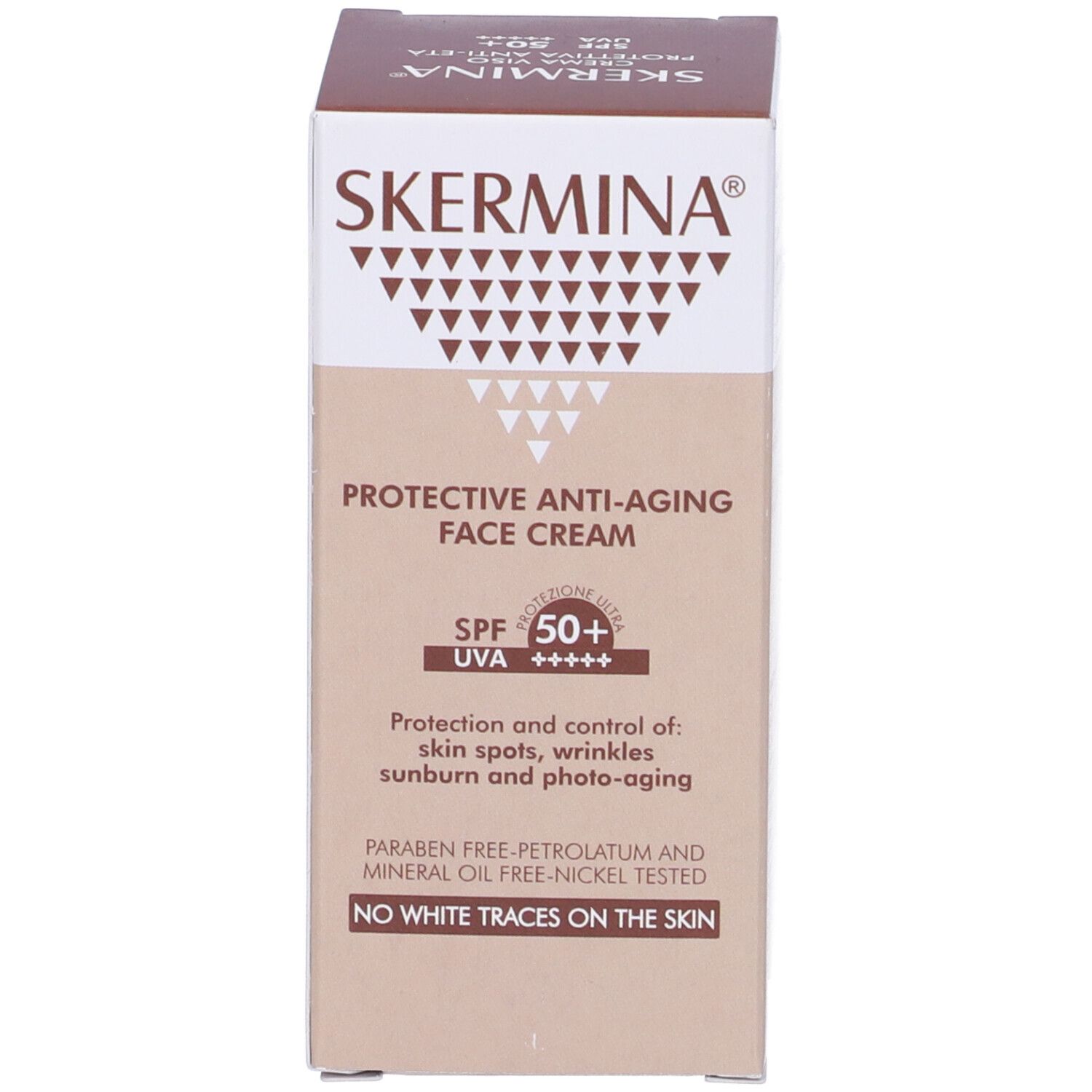 Fronte della confezione. Protective Anti-Aging Face Cream, SPF 50+.