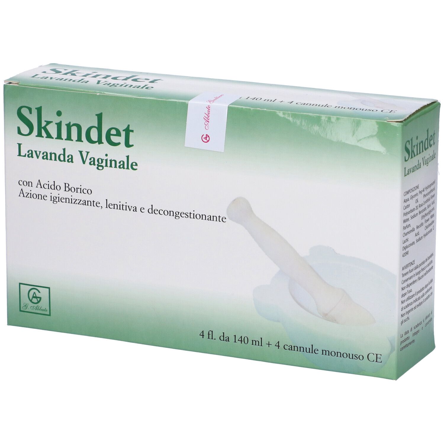 Scatola Skindet Lavanda Vaginale. Confezione verde e bianca con nome del prodotto e immagine.