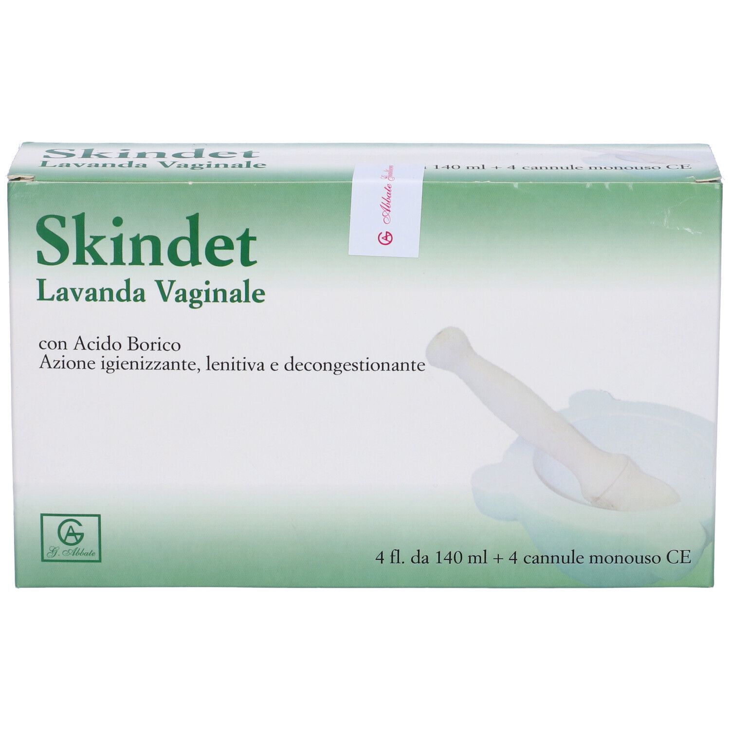 Scatola Skindet Lavanda Vaginale. Confezione verde e bianca con nome del prodotto e immagine.