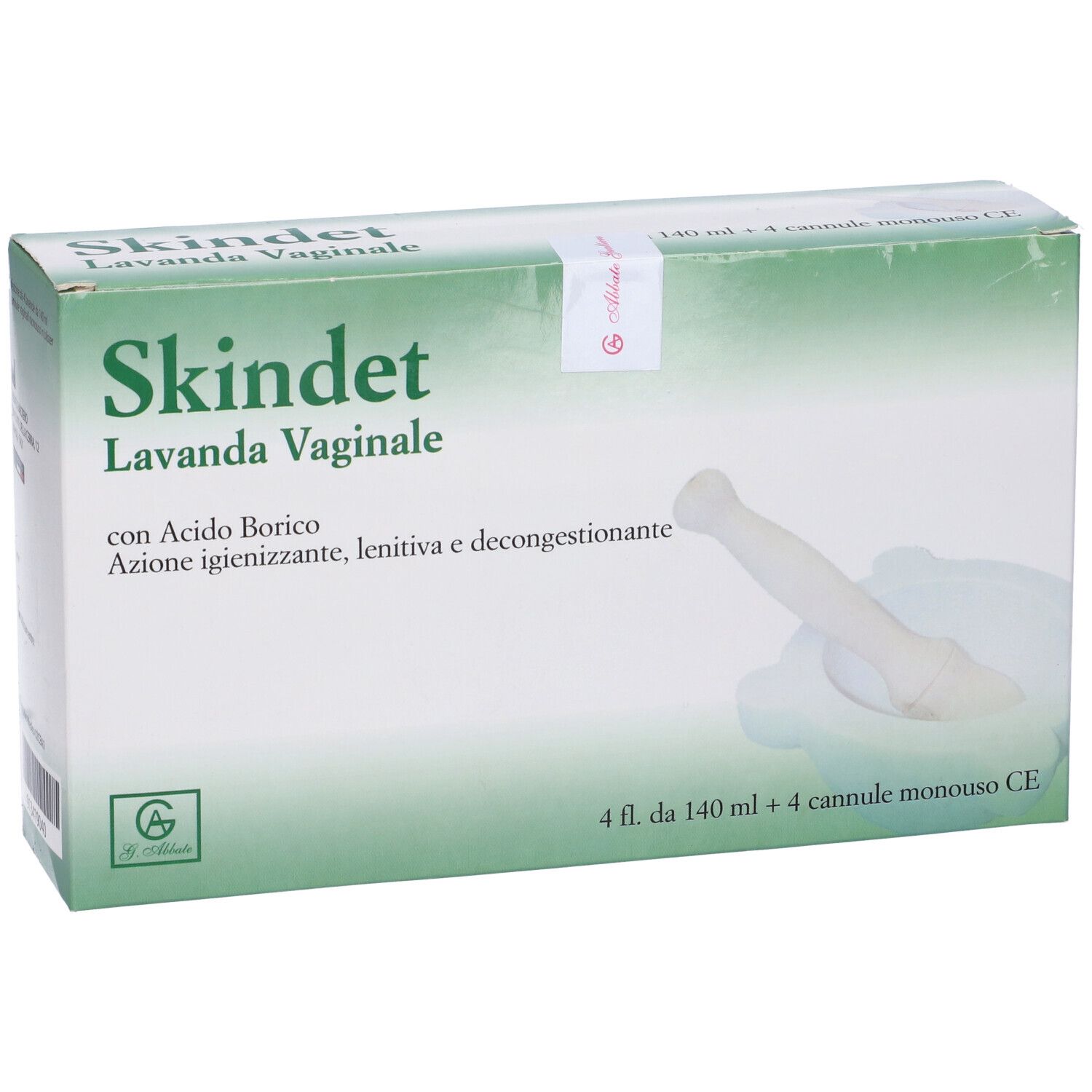 Scatola Skindet Lavanda Vaginale. Confezione verde e bianca con nome del prodotto e immagine.