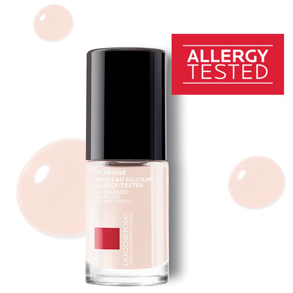 Nagellackflasche mit schwarzem Deckel. Aufschrift: Toleriane, Silicium, Allergy-Tested. Logo: La Roche-Posay. Rotes Feld mit Aufschrift: Allergy Tested.