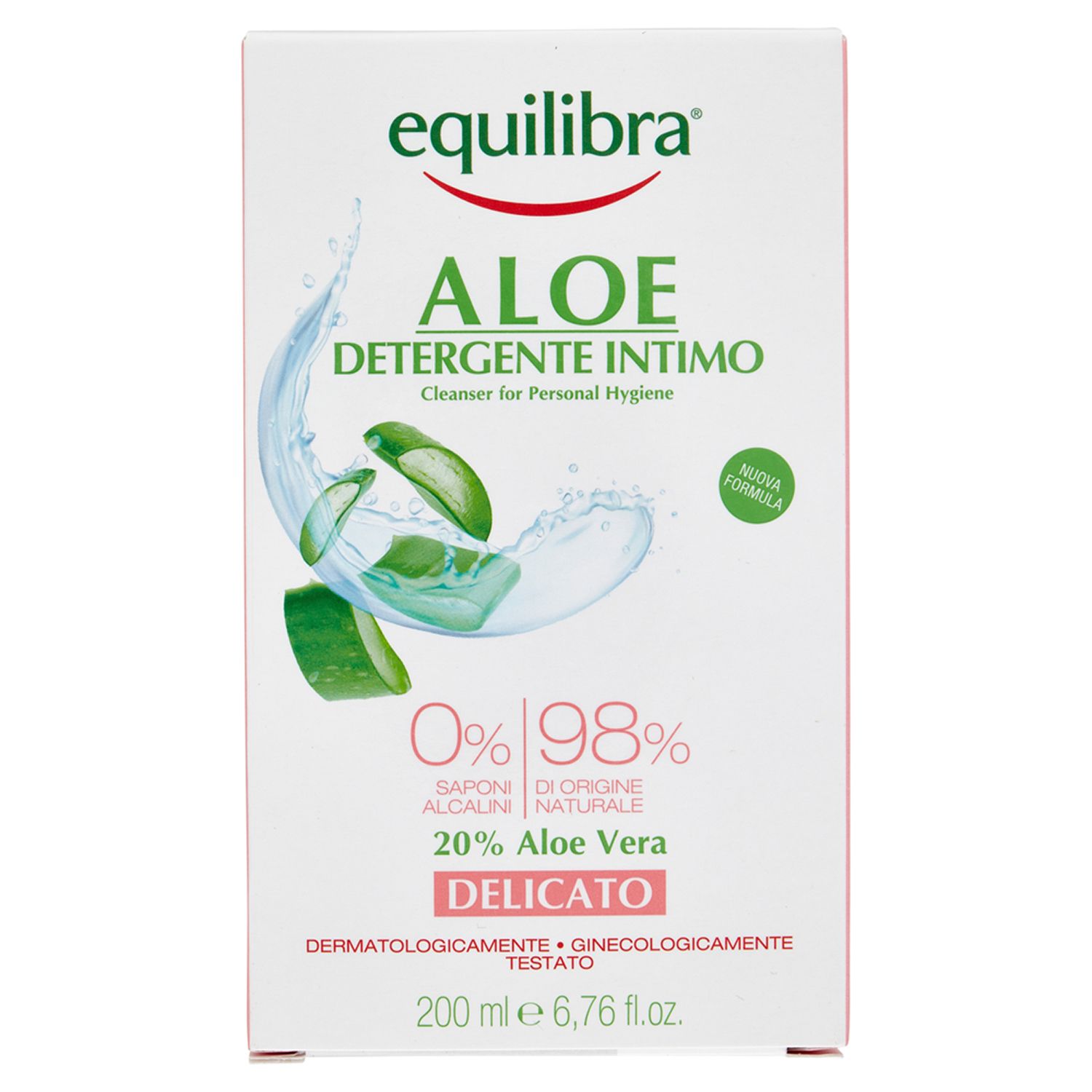 Equilibra Aloe Intimreiniger, 200 ml. Mit 20% Aloe Vera, dermatologisch und gynäkologisch getestet.