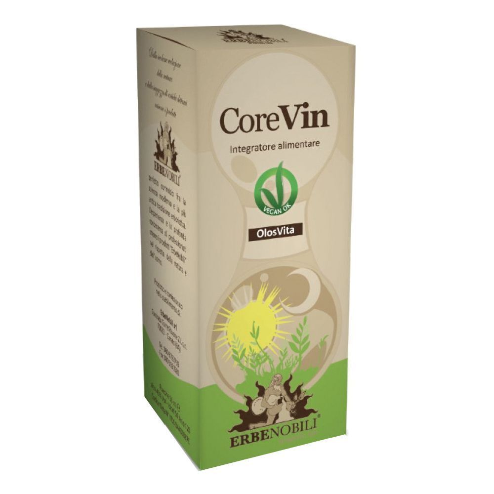 Scatola CoreVin Olosvita. Marchio vegan. Marca Erbenobili.