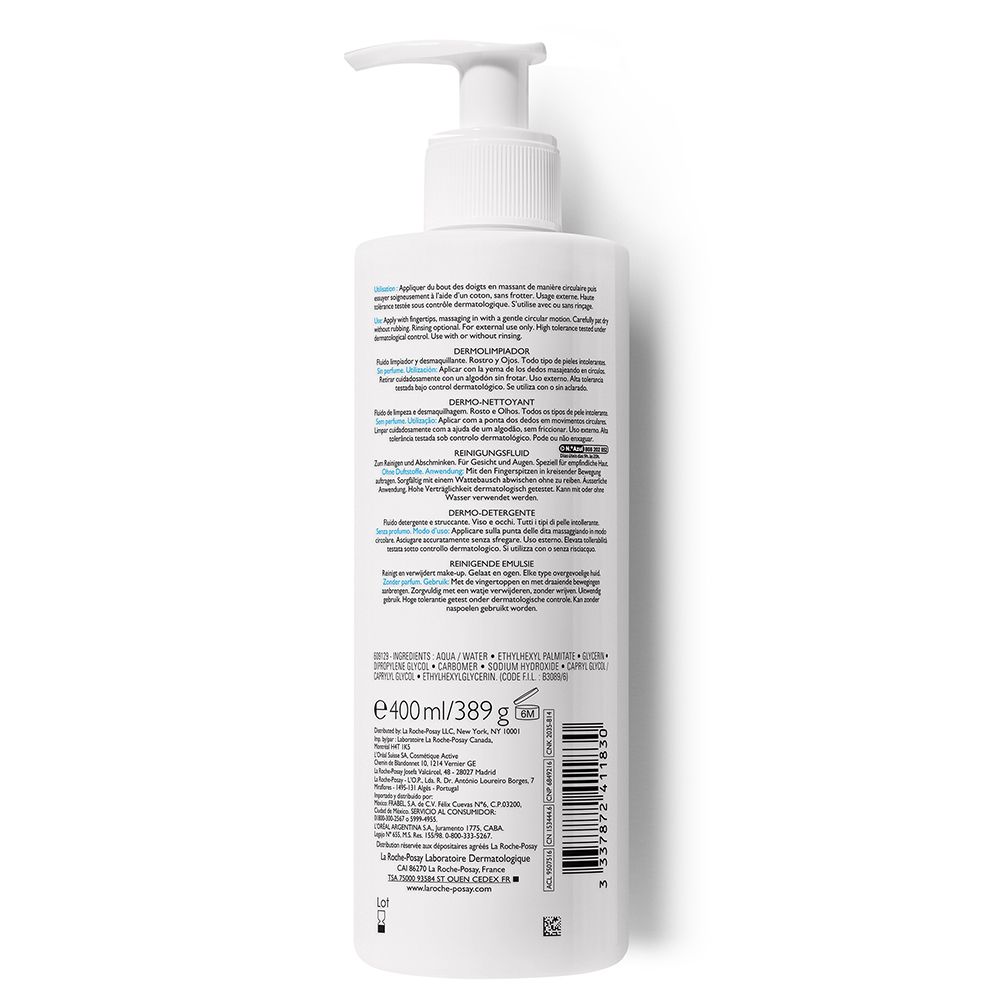 Retro di un flacone bianco con testo. Contiene informazioni sul prodotto e sugli ingredienti. Codice EAN e indicazione del volume.