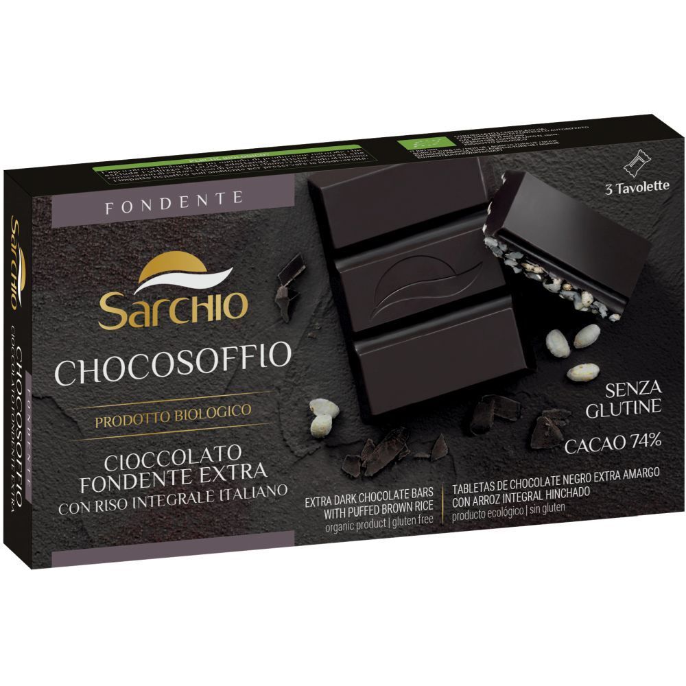 Sarchio Chocosoffio Barretta Cioccolato Fondente Extra E Riso Croccante 3 Pezzi Da 25 G - Immagine 4
