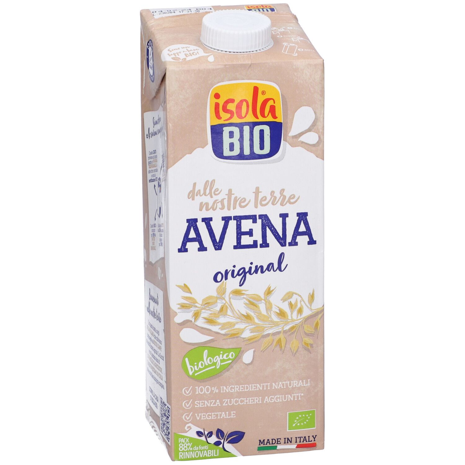 Confezione Isola Bio Avena original. Scritta: Avena original, biologico, 100% ingredienti naturali, senza zuccheri aggiunti.