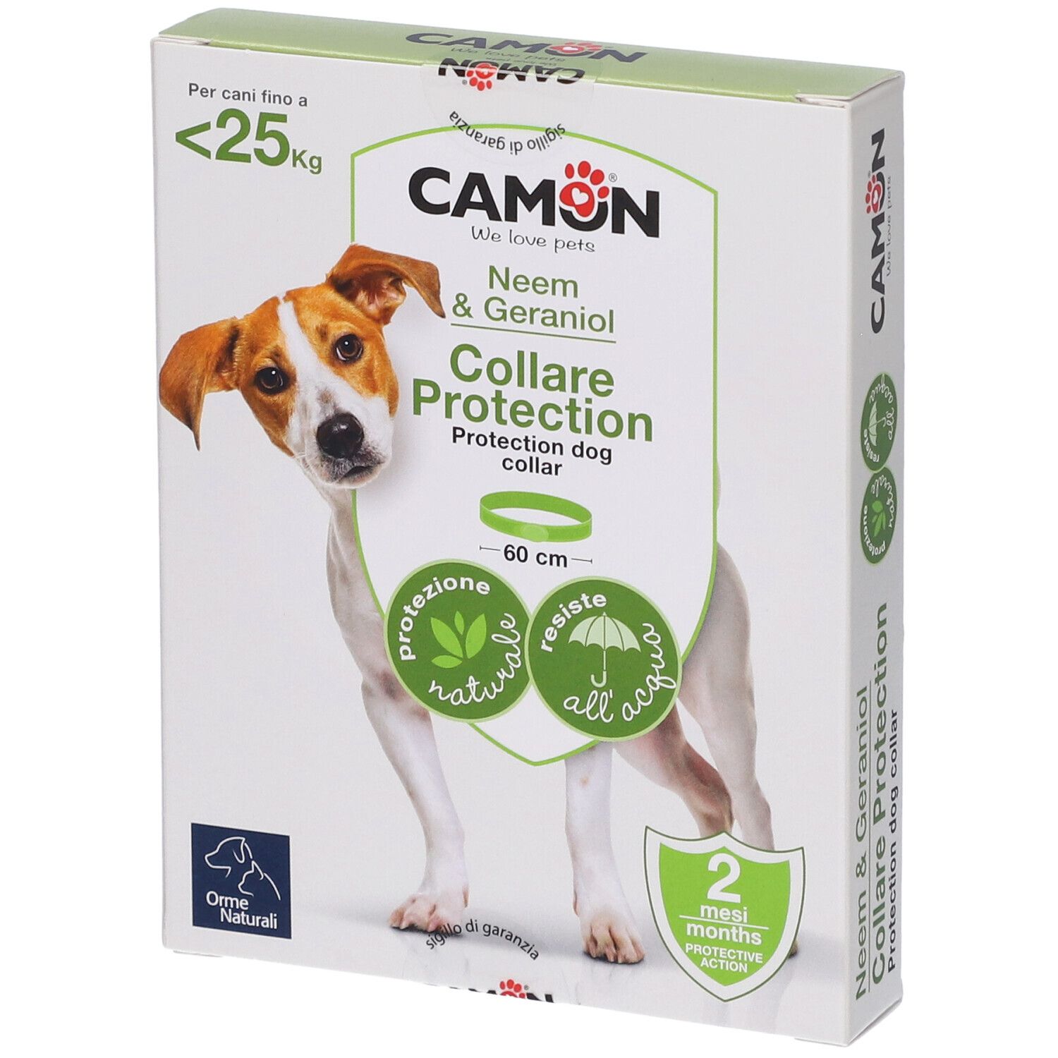 Confezione CAMON. Collare Protection per cani, Neem & Geraniol. 60 cm. Per cani fino a 25 kg. Protezione 2 mesi. Protezione naturale.