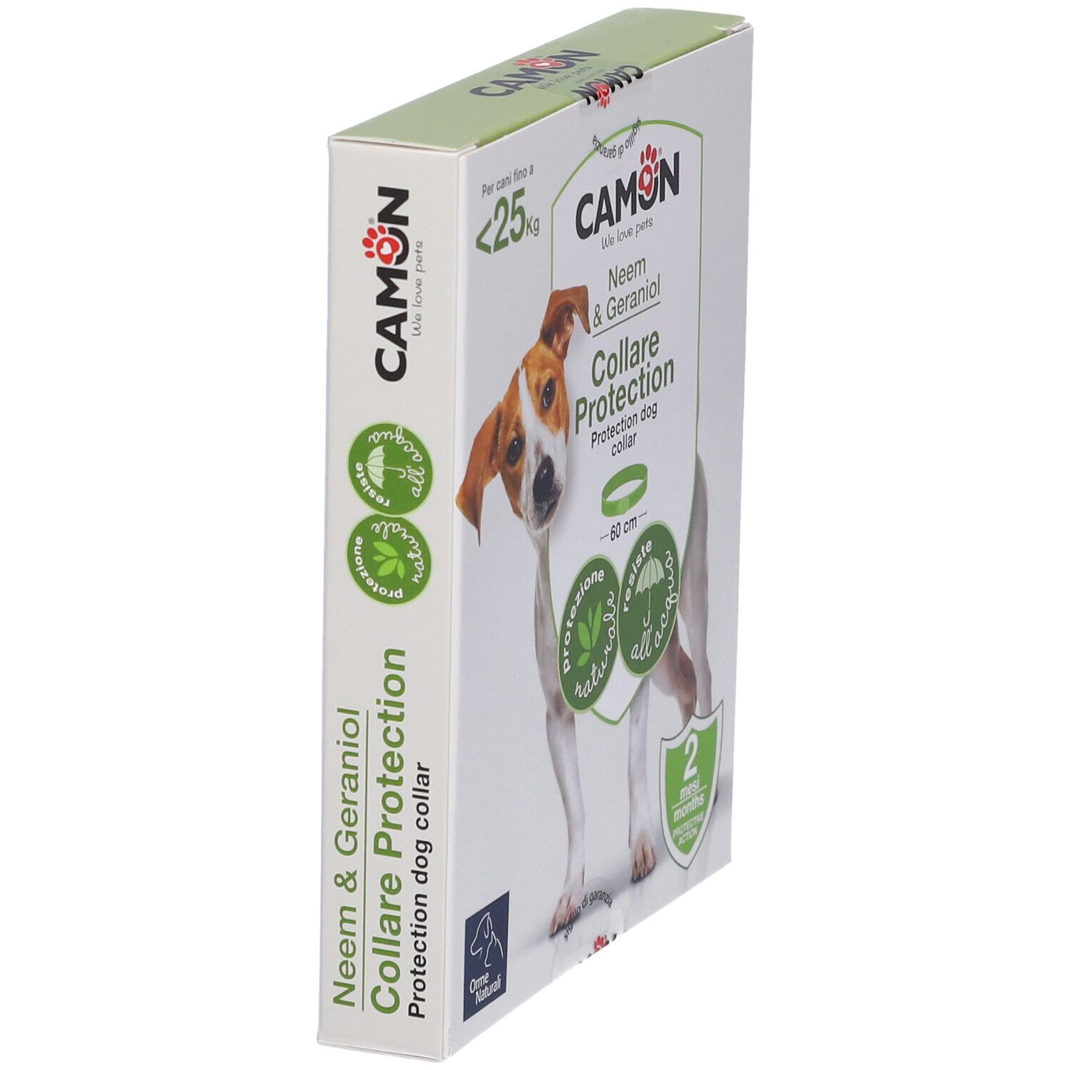 Confezione CAMON. Collare Protection per cani, Neem & Geraniol. 60 cm. Per cani fino a 25 kg. Protezione 2 mesi. Protezione naturale.