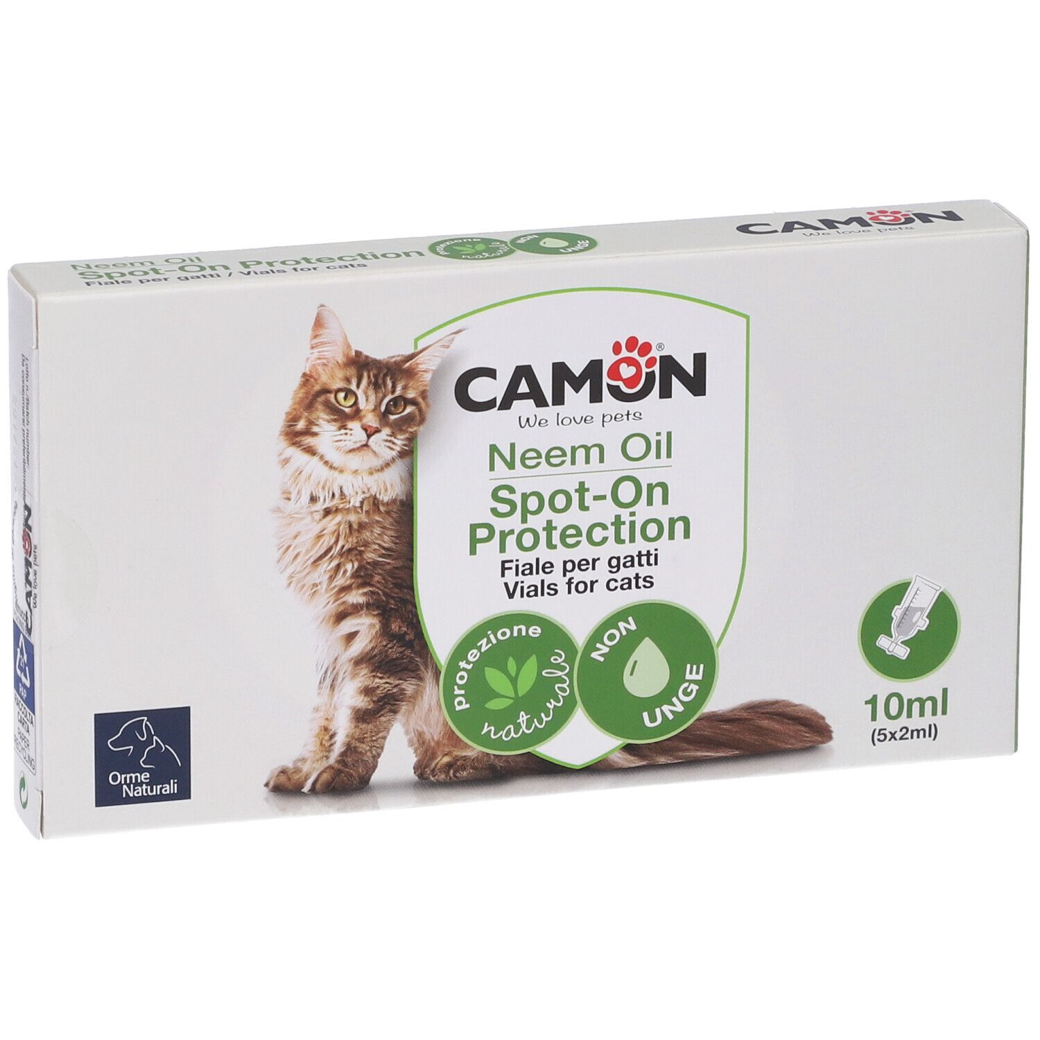 Camon Neem Oil Spot-On Protection für Katzen, Seitenansicht der Packung.