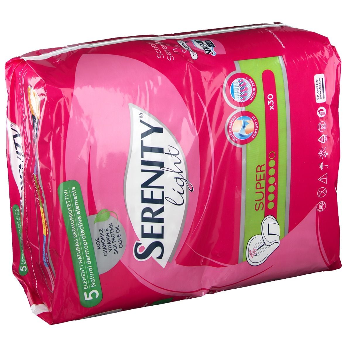 Verpackung von Serenity light Slipeinlagen, Super, 30 Stück.