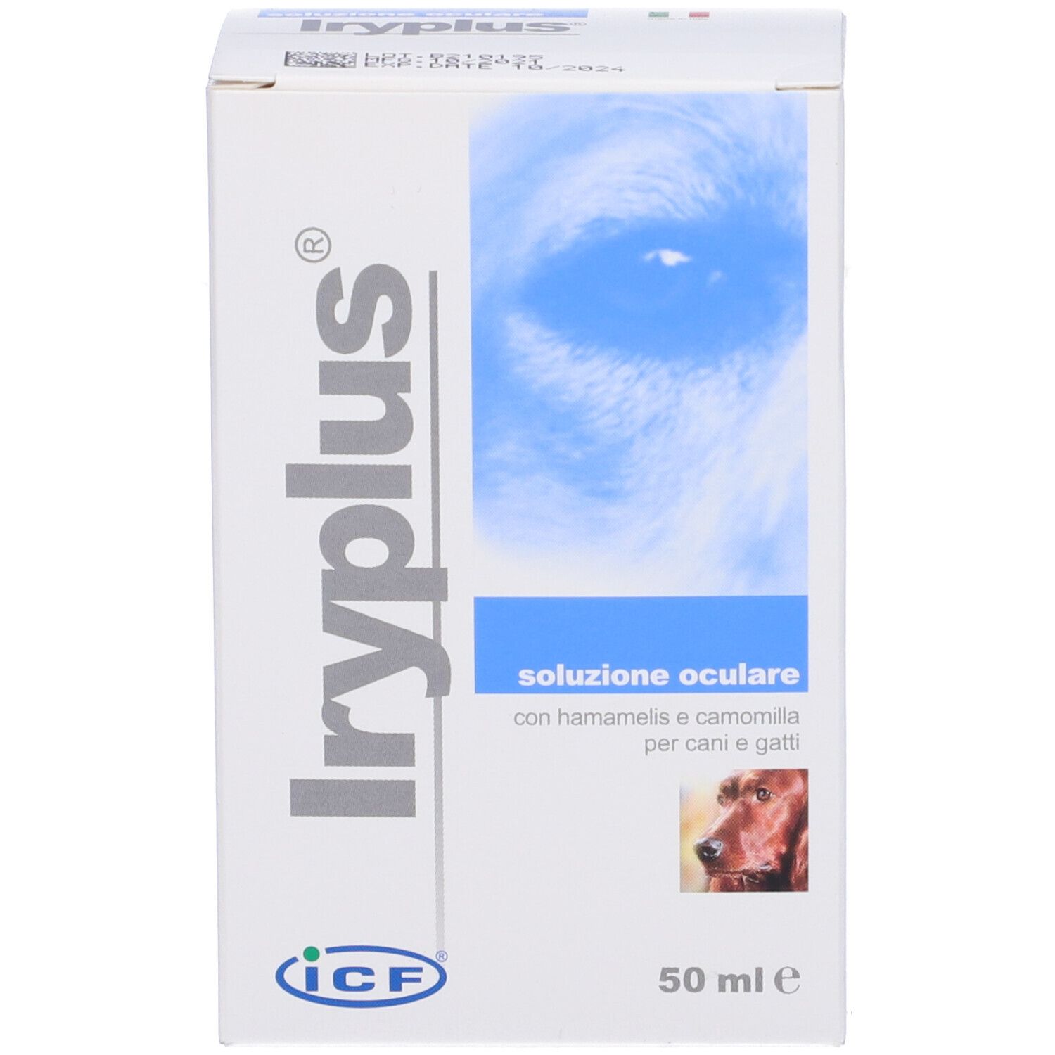 Scatola con logo, testo e immagine. 50 ml.