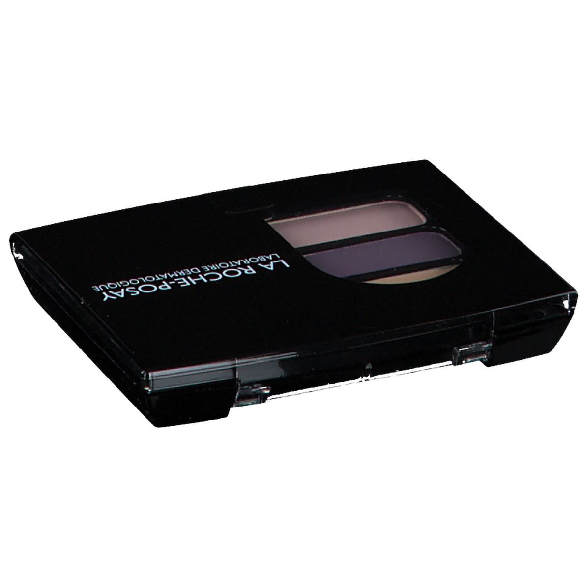 Schwarze Lidschatten-Palette mit drei Farbtönen. Marke La Roche-Posay.
