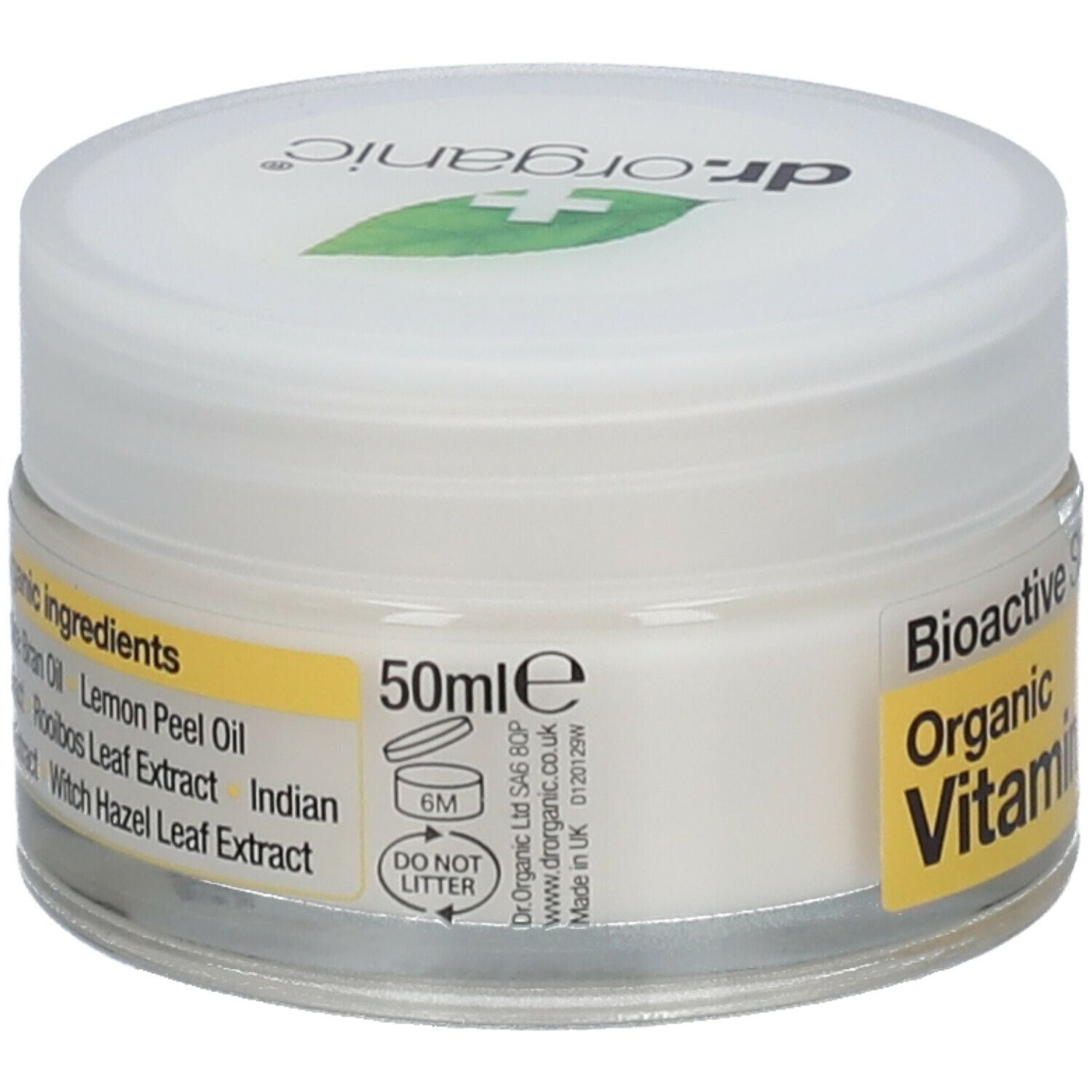 Vasetto di crema con coperchio bianco. L'etichetta recita: Cura bioattiva, vitamina E, 50 ml.