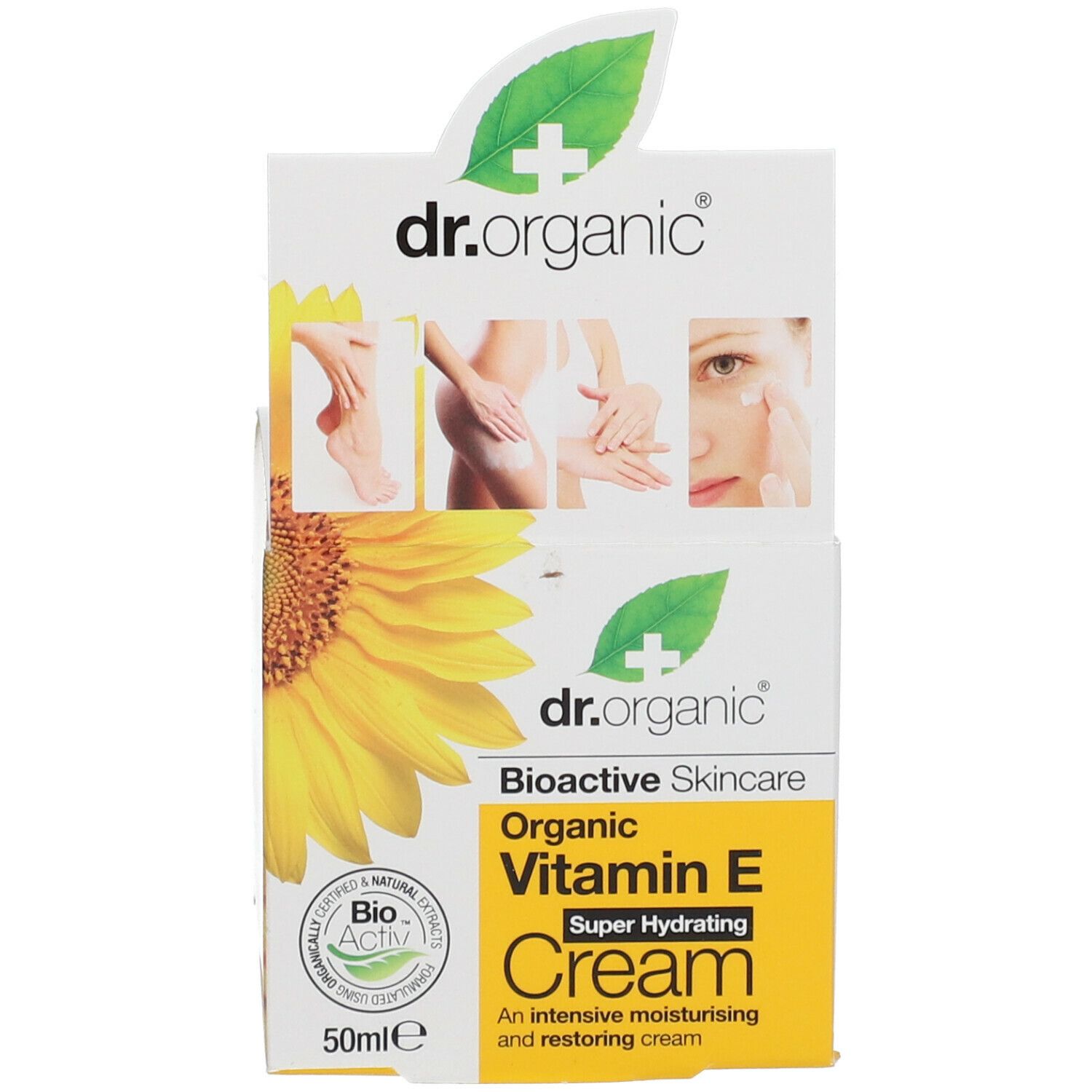 Confezione con vasetto di crema. La confezione recita: Cura bioattiva, vitamina E, crema, 50 ml.