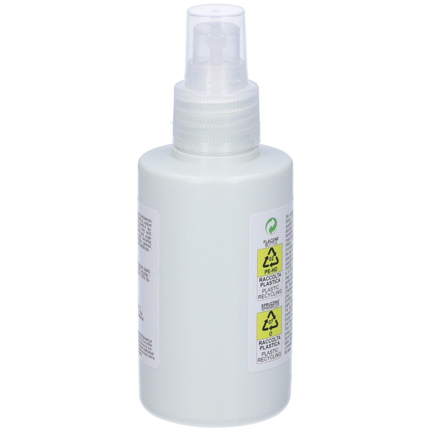 Flacone bianco con vaporizzatore. Scritto: CAMON, Aloe Vera & Olio di Ricino. 125ml. Per cani e gatti.