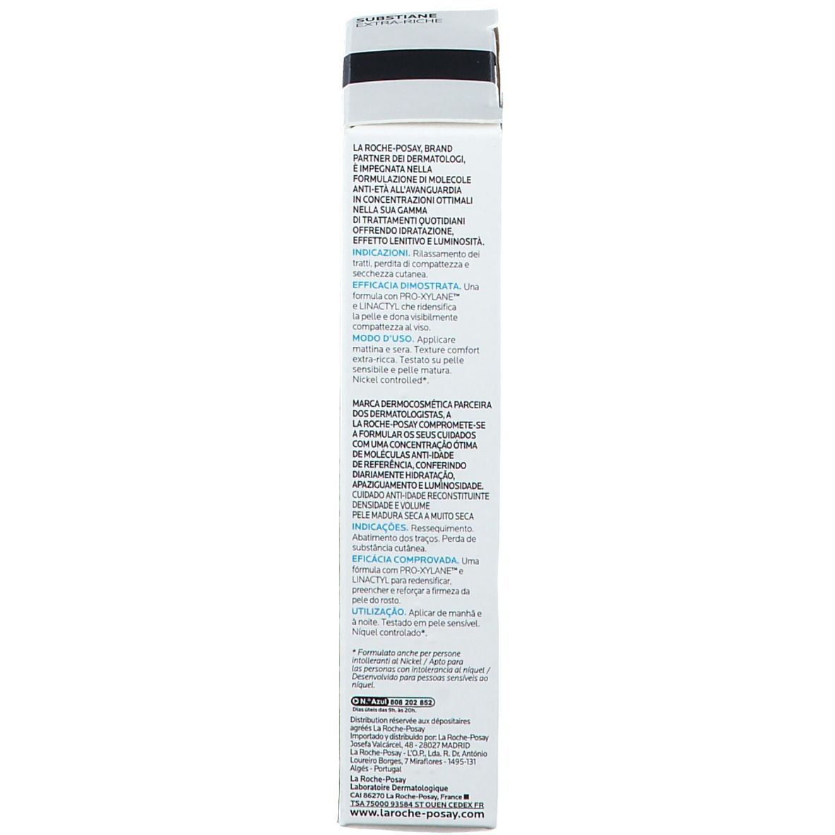 La Roche-Posay Substiane Extra Rica. Weiße Schachtel. Produktname und Informationen. 40 ml.