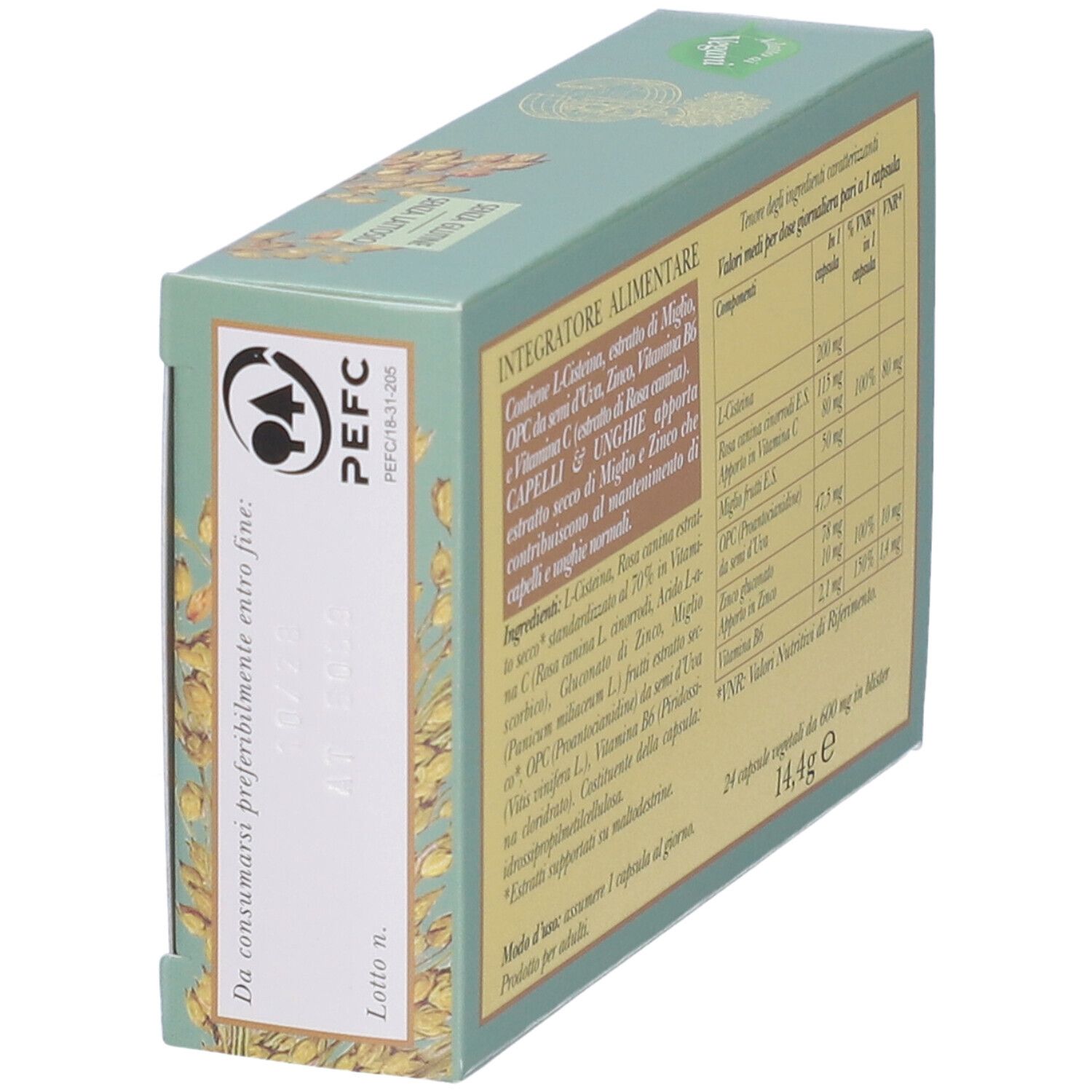 Verpackung für ein Nahrungsergänzungsmittel mit OPC, Vitamin C, Griffonia.