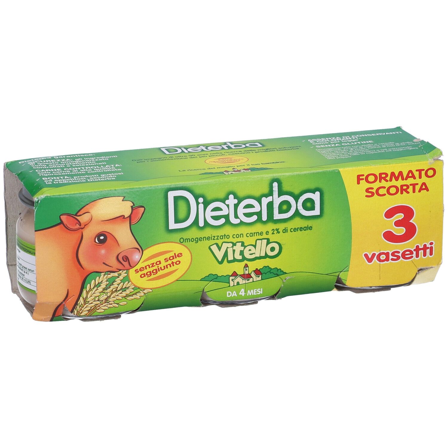 Dieterba Vitello: 3 Gläser Kalbfleisch-Getreidebrei, ohne Salz, ab 4 Monaten.