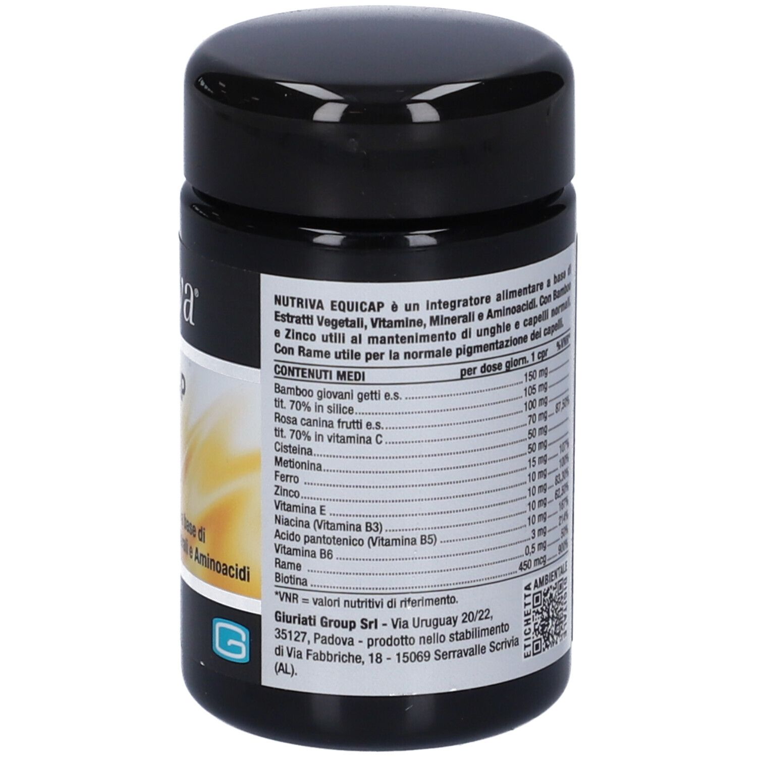Dose mit Inhaltsangaben und Nährwerttabelle. Enthält 30 Tabletten. Mit QR-Code.