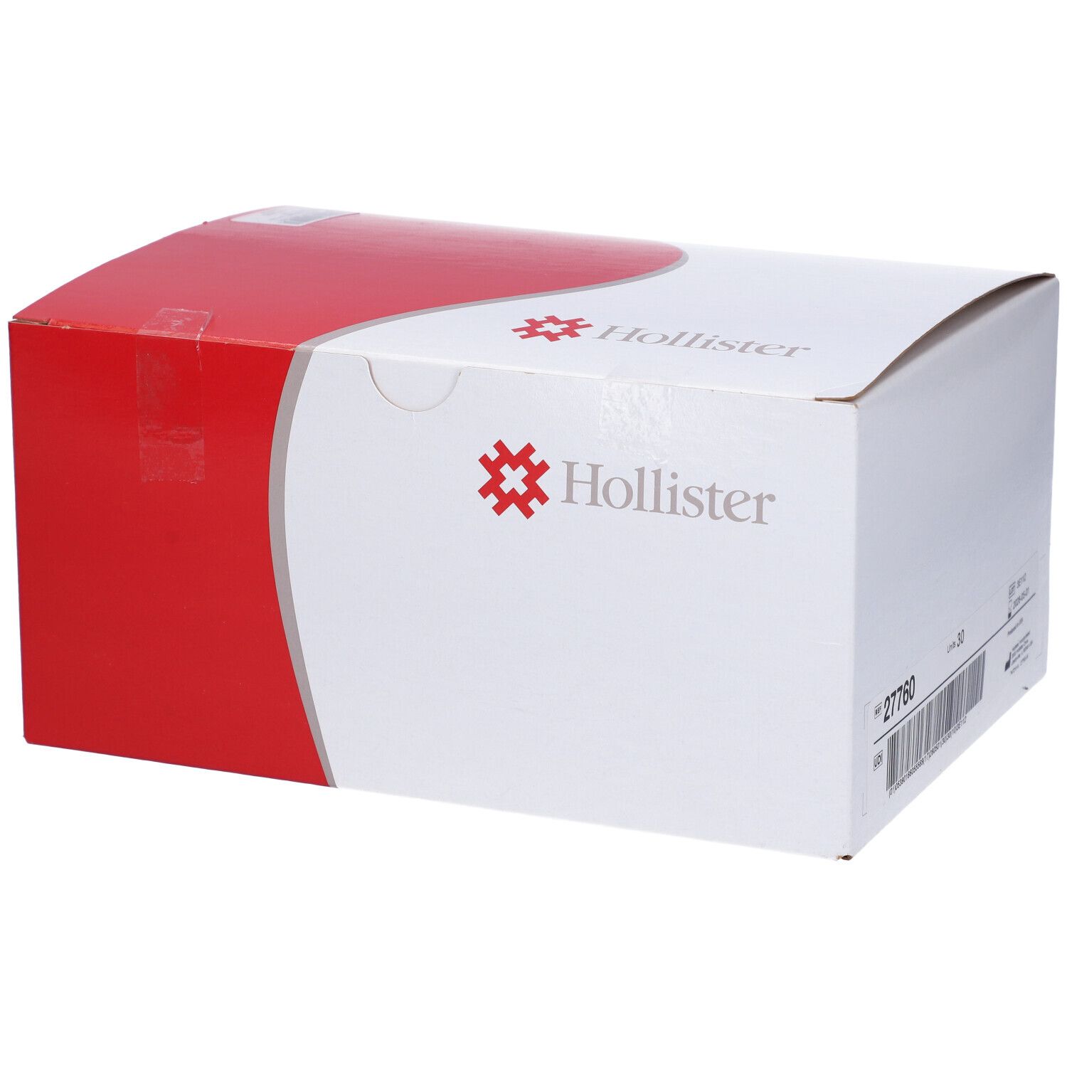 Confezione Hollister. Scatola bianca e rossa con logo. Scritta Hollister. Confezione del prodotto.