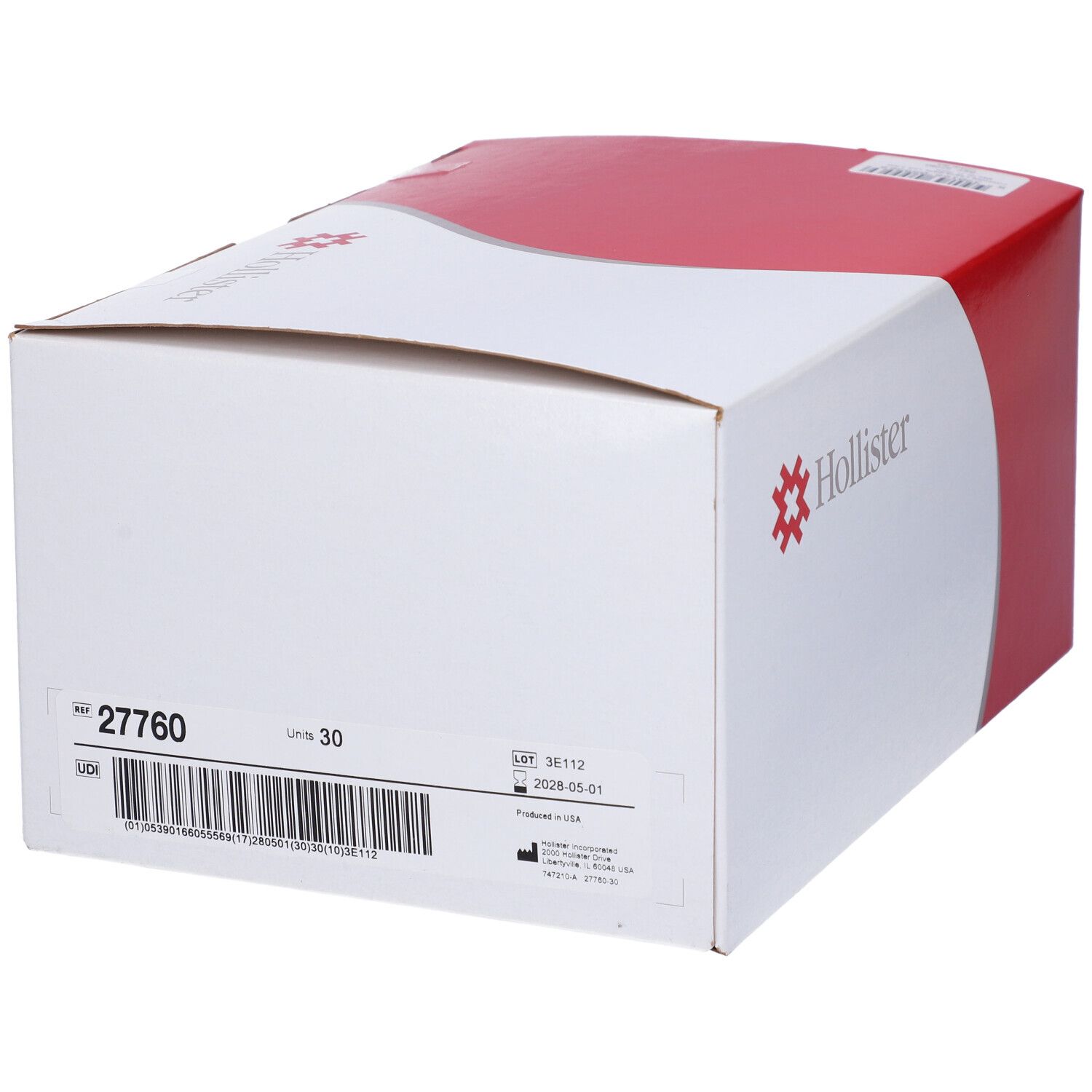Confezione Hollister. Scatola bianca e rossa con logo. Scritta Hollister. Confezione del prodotto.