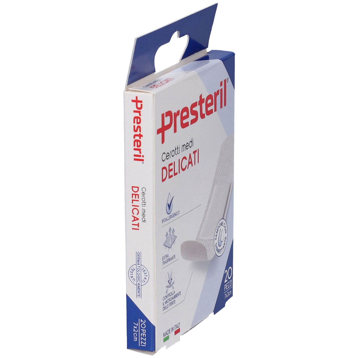 Packung mit 20 Presteril Verbandpflastern, 7x2cm.
