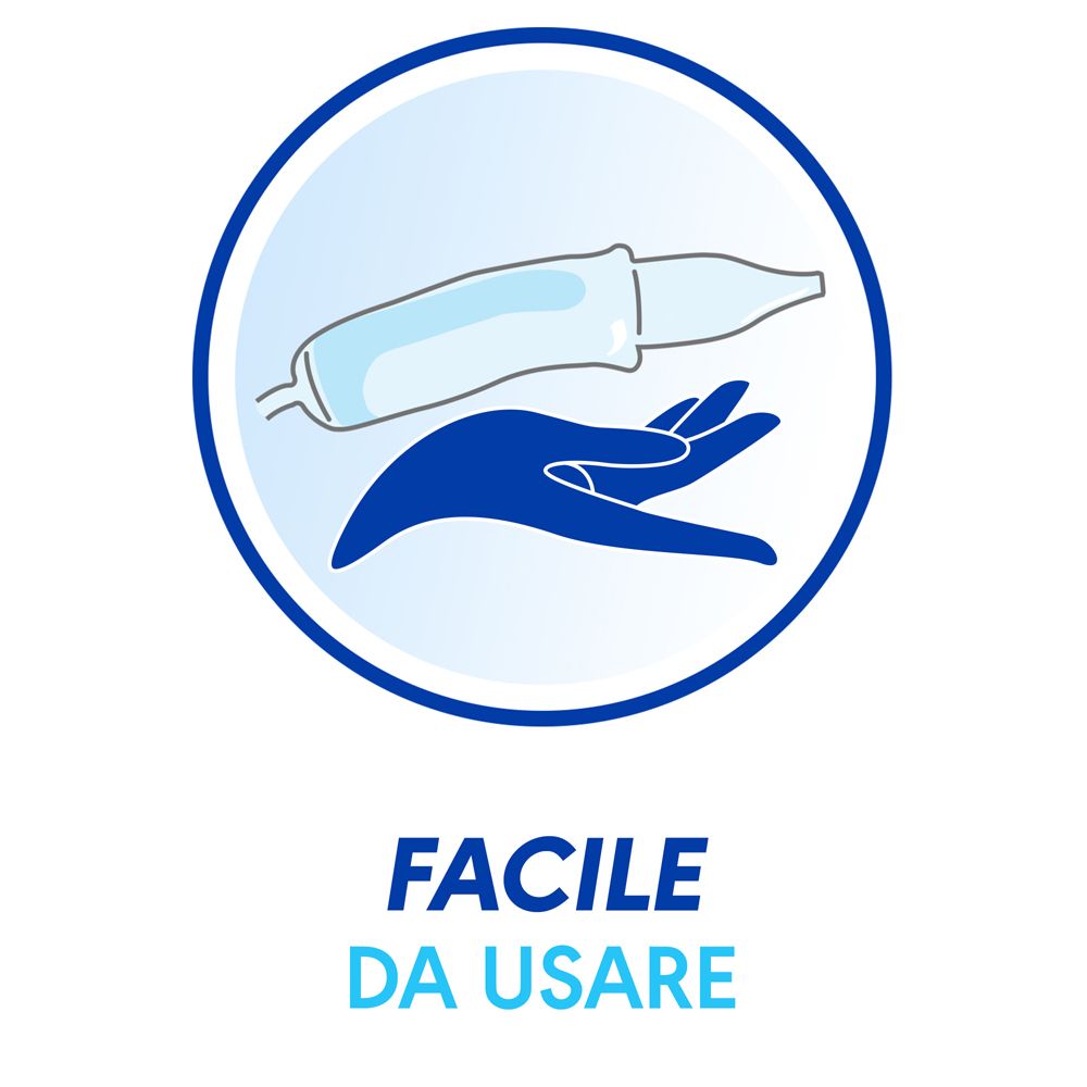 Hände halten ein Nasensauger-Icon. Text: FACILE DA USARE.