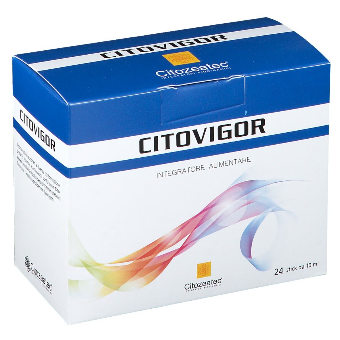 Confezione Citozeatec CITOVIGOR. Scatola blu e bianca con nome e logo del prodotto.