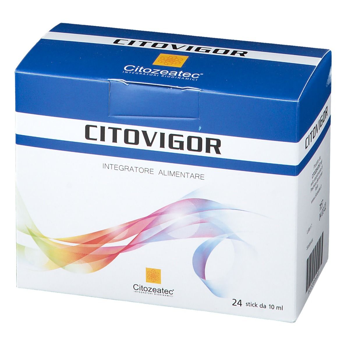 Confezione Citozeatec CITOVIGOR. Scatola blu e bianca con nome e logo del prodotto.
