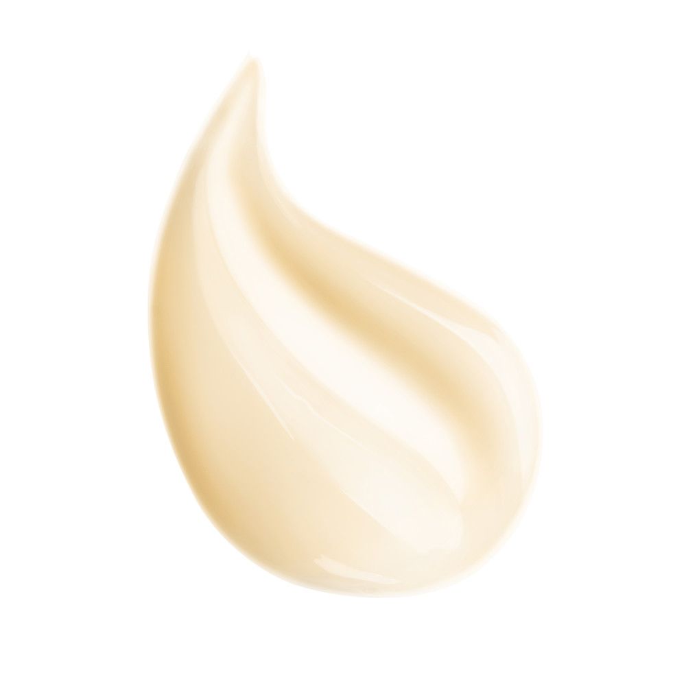 Creme-Tropfen. Hellbeige, glänzend. Tropfenform.