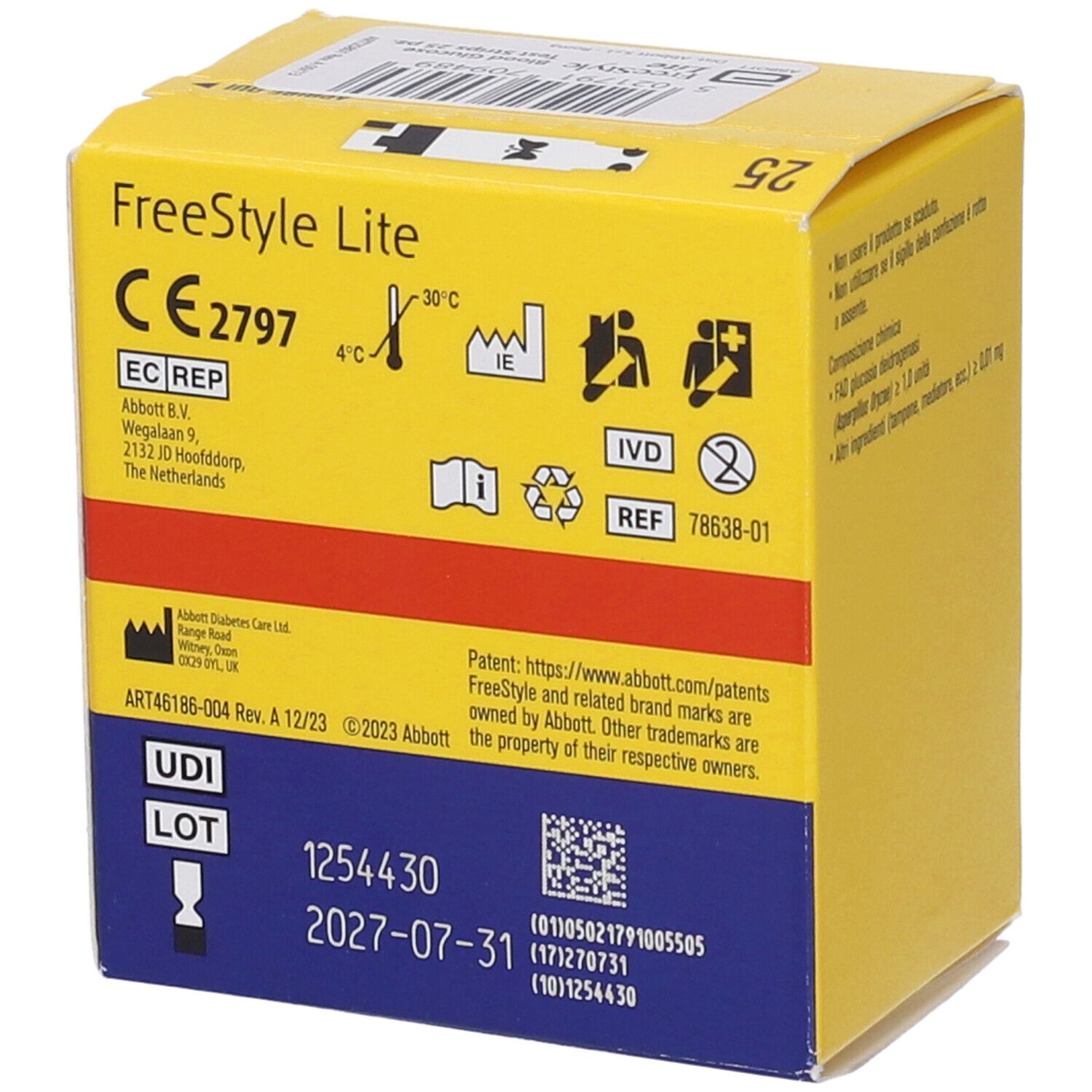 Freestyle Lite Blutzuckerteststreifen, 25 Stück.