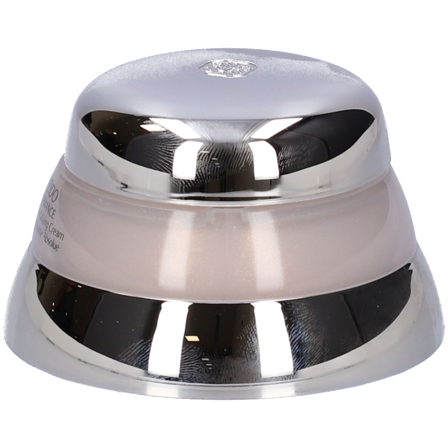 Vaso di crema con coperchio e base argentati. Scritta: Shiseido Bio-Performance Advanced Super Revitalizing Cream.