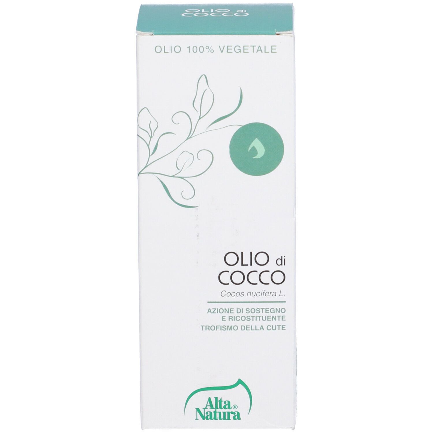 Scatola con scritta "Olio di Cocco" e "Alta Natura".