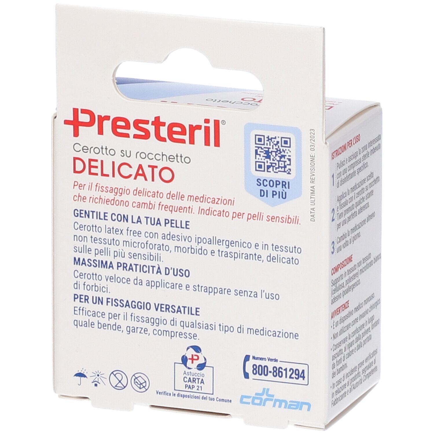 Presteril Delicate Pflaster auf Rolle, latexfrei, hypoallergen, atmungsaktiv, 2,5cm x 5m.