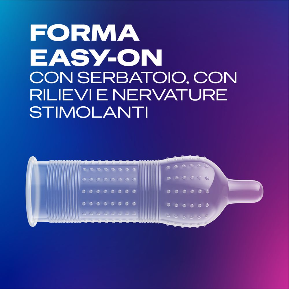 Kondom mit Reservoir, Noppen und Rillen für Stimulation, Easy-On-Form.