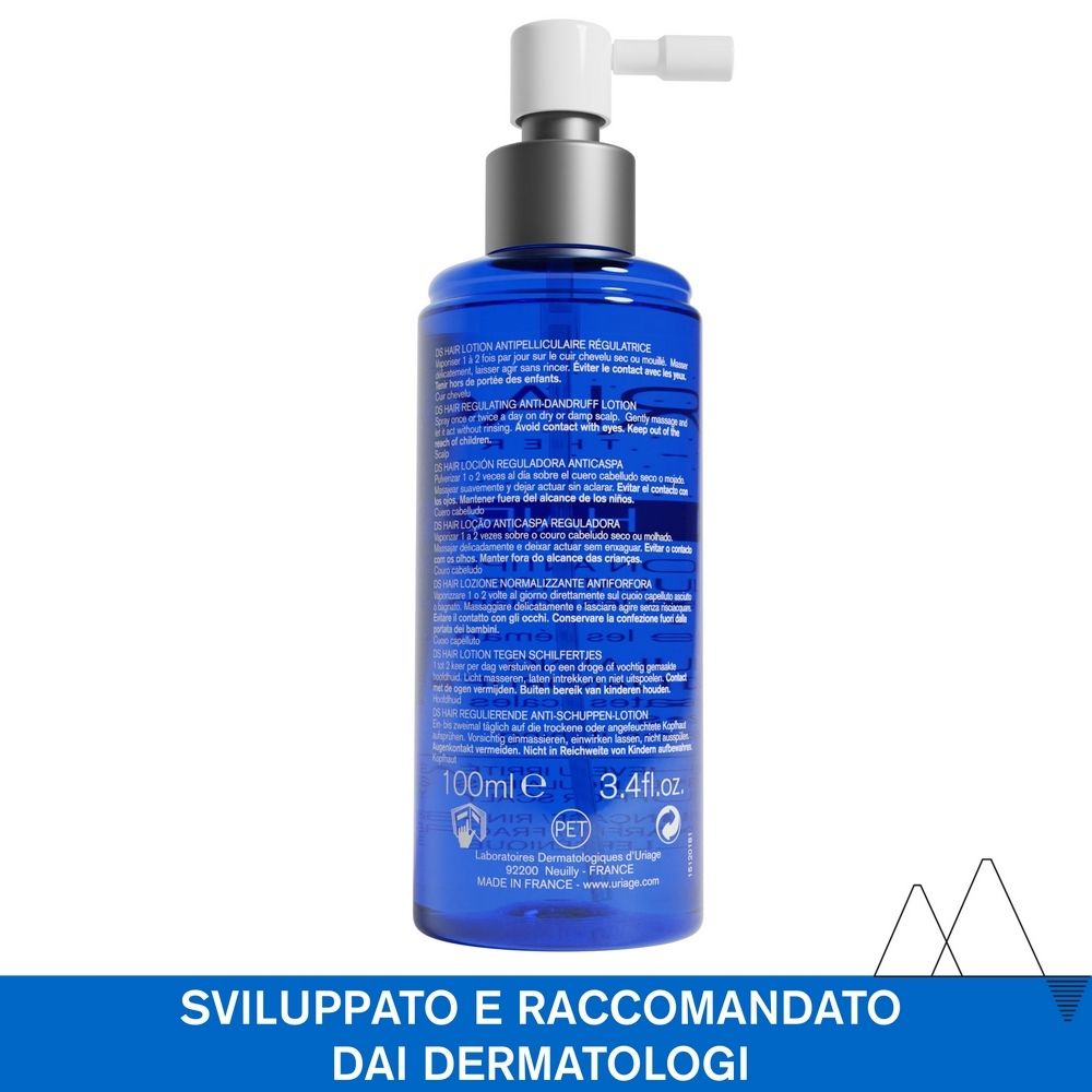 Retro del flacone blu. Testo multilingue. Volume: 100ml. Prodotto in Francia.