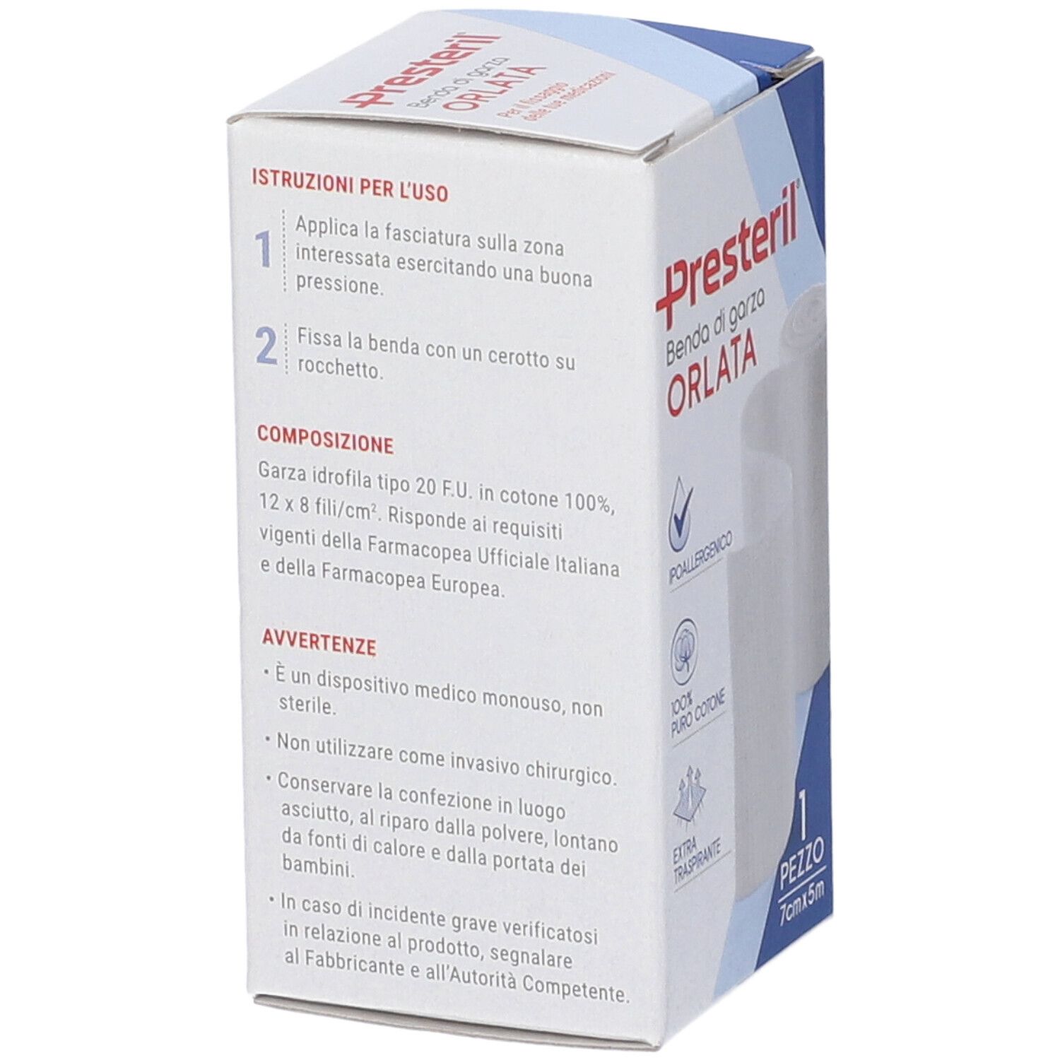 Verpackung mit elastischem Schlauchverband für Bein/Kopf, 4m, Made in Italy.