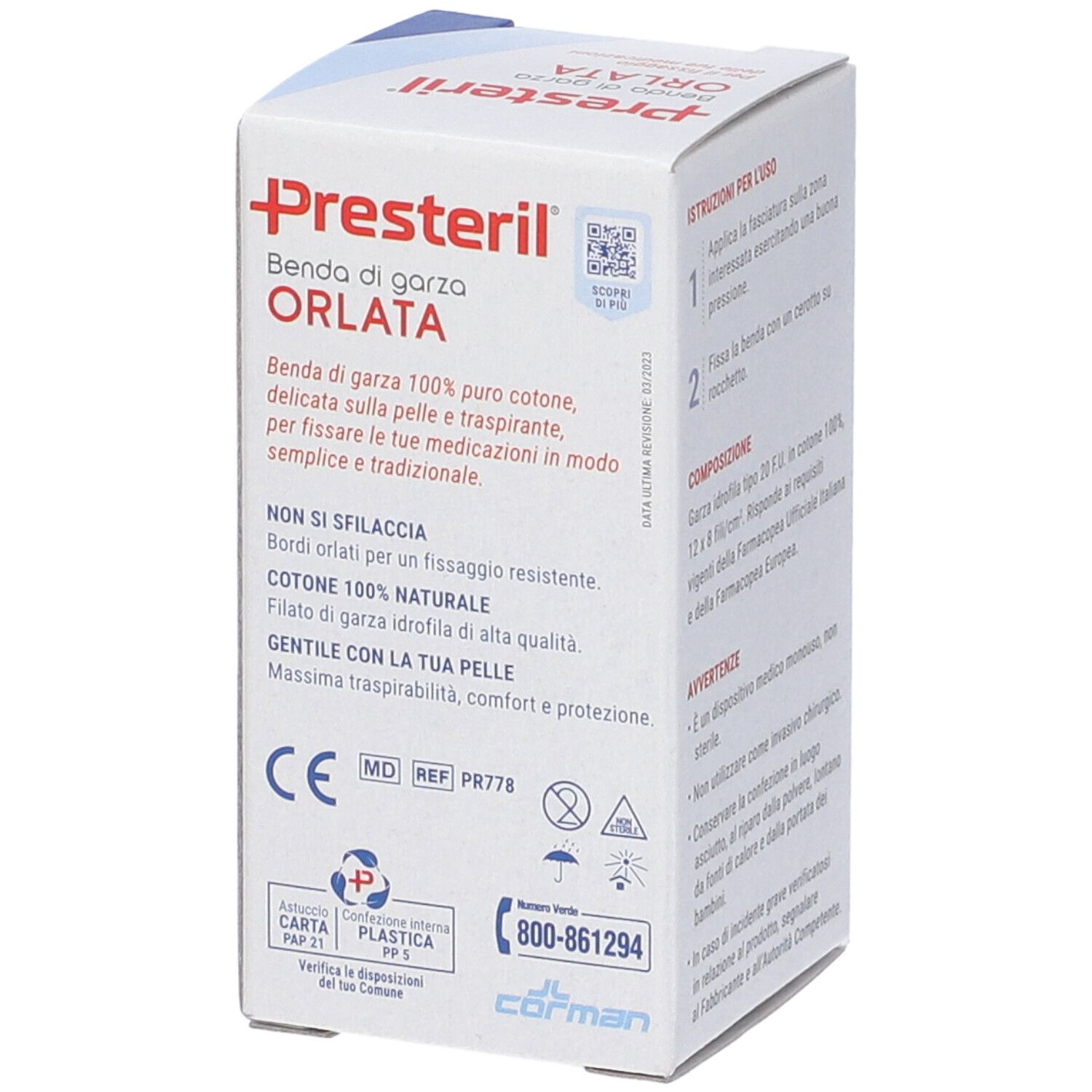 Verpackung mit elastischem Schlauchverband für Bein/Knie, 4m, Made in Italy.