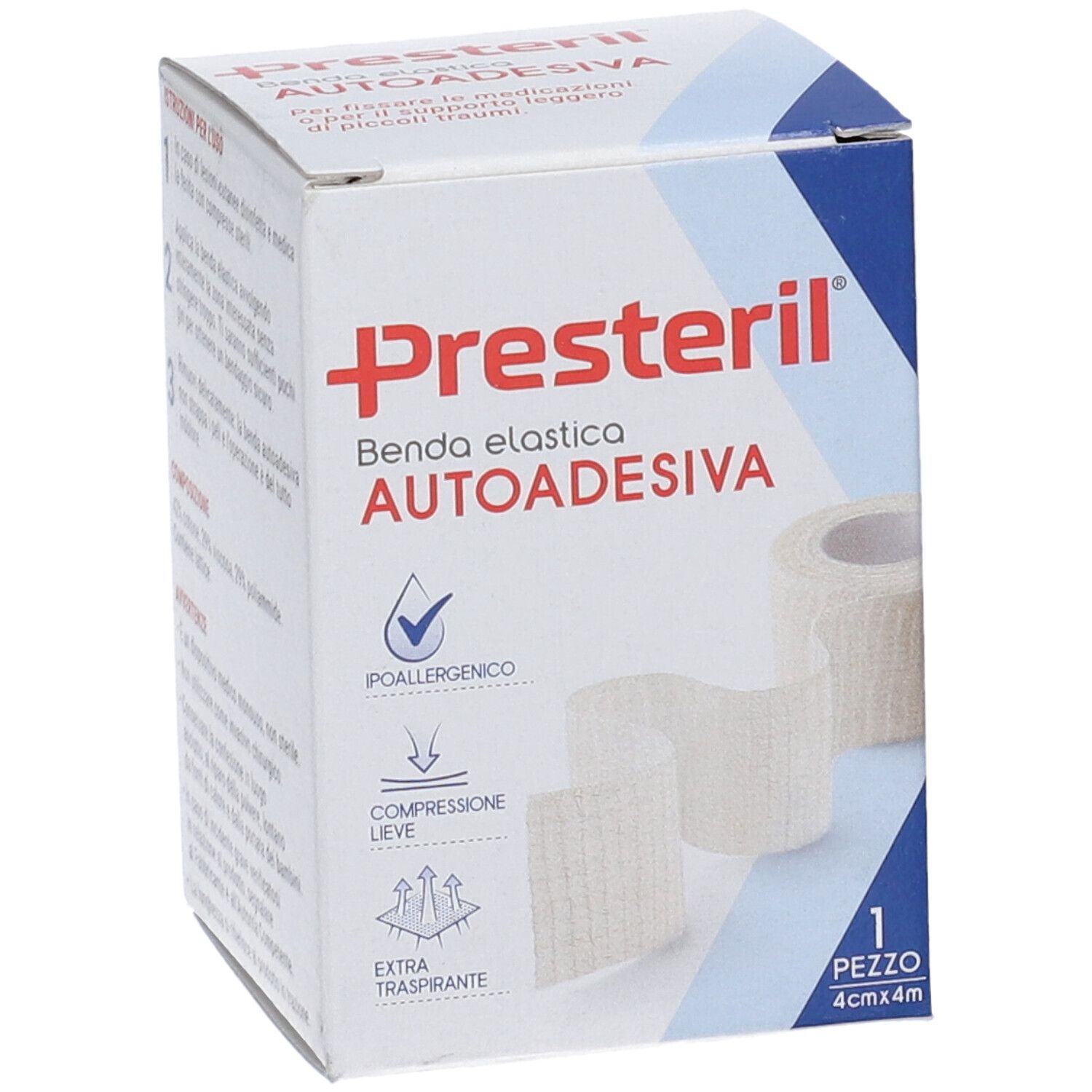 Verpackung für Presteril selbstklebende elastische Binde, 4cm x 4m, hypoallergen.