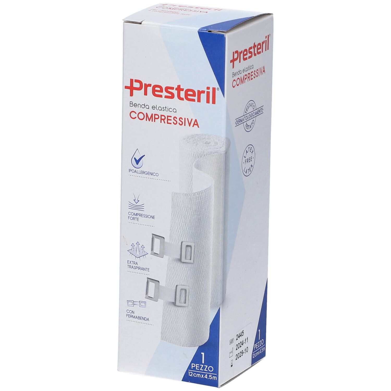 Verpackung von Benda elastica compressiva. Enthält eine Rolle Verband mit Clips. Allergikerfreundlich, atmungsaktiv.