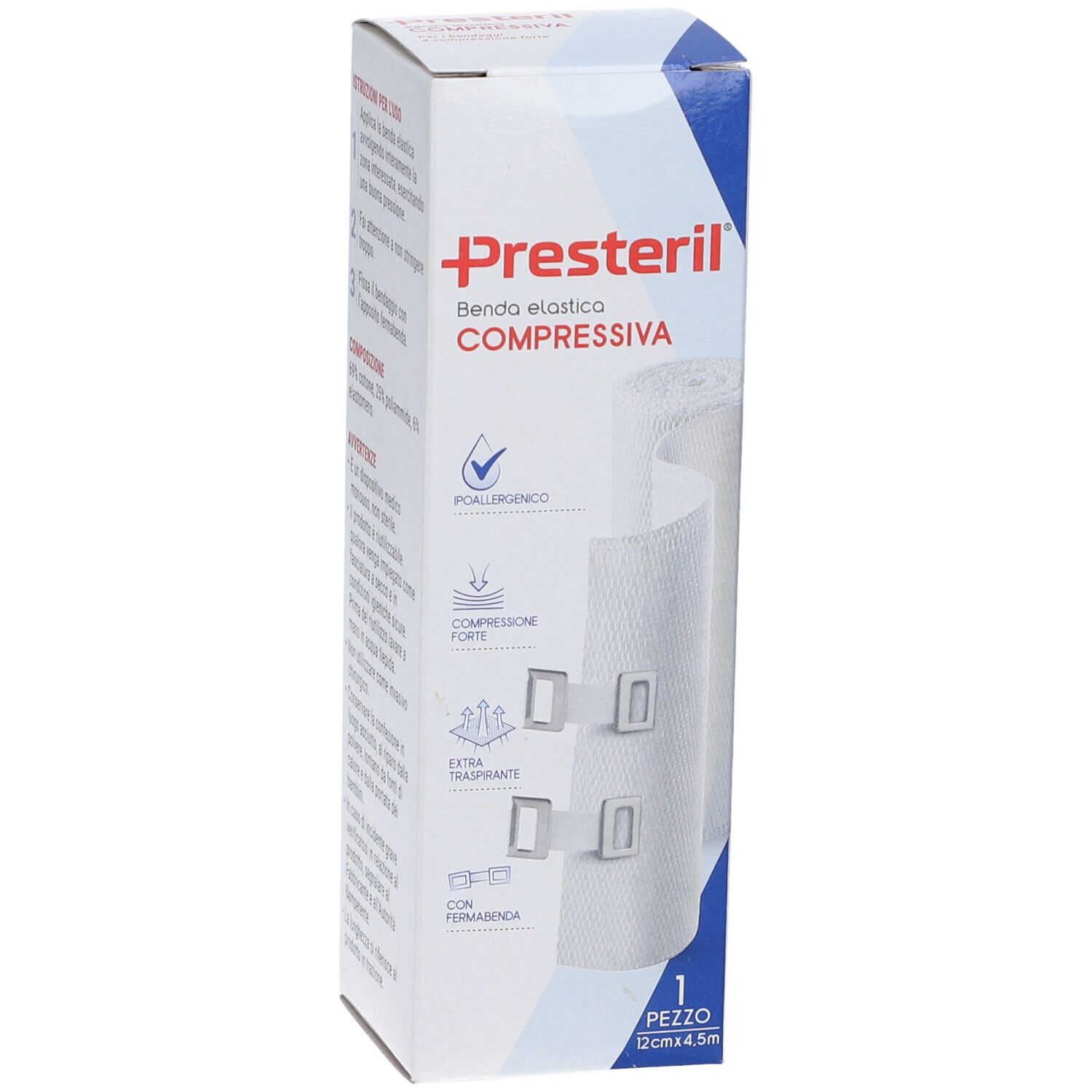 Verpackung von Benda elastica compressiva. Enthält eine Rolle Verband mit Clips. Allergikerfreundlich, atmungsaktiv.