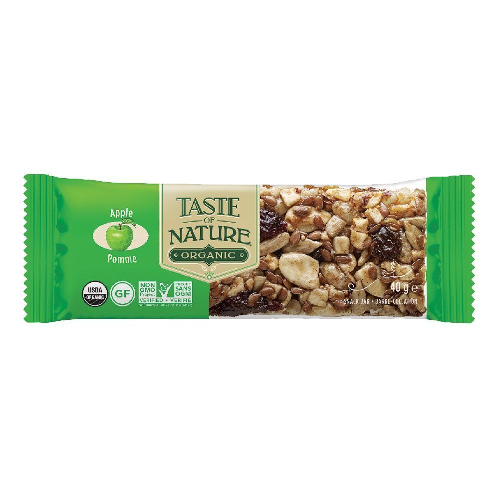 Taste Of Nature Barrette All Mele Bio Vegan Ad Alto Contenuto Di Fibre 40 G