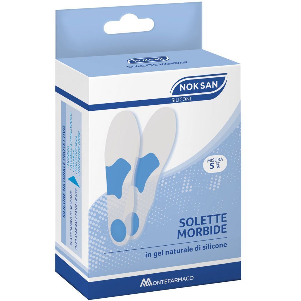 Confezione con due solette in gel di silicone. Marchio Noksan, taglia S.