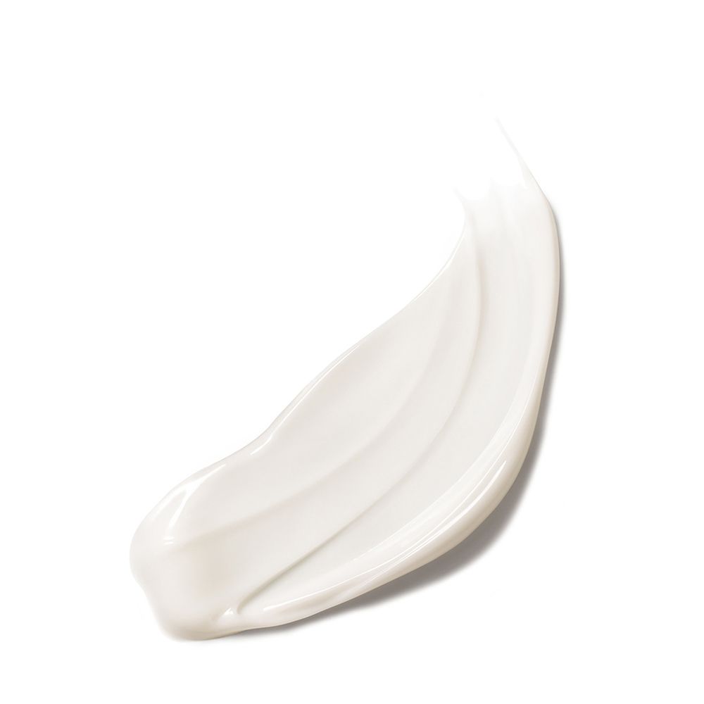 Prodotto in crema bianca, a forma di onda su sfondo bianco. Consistenza visibile.