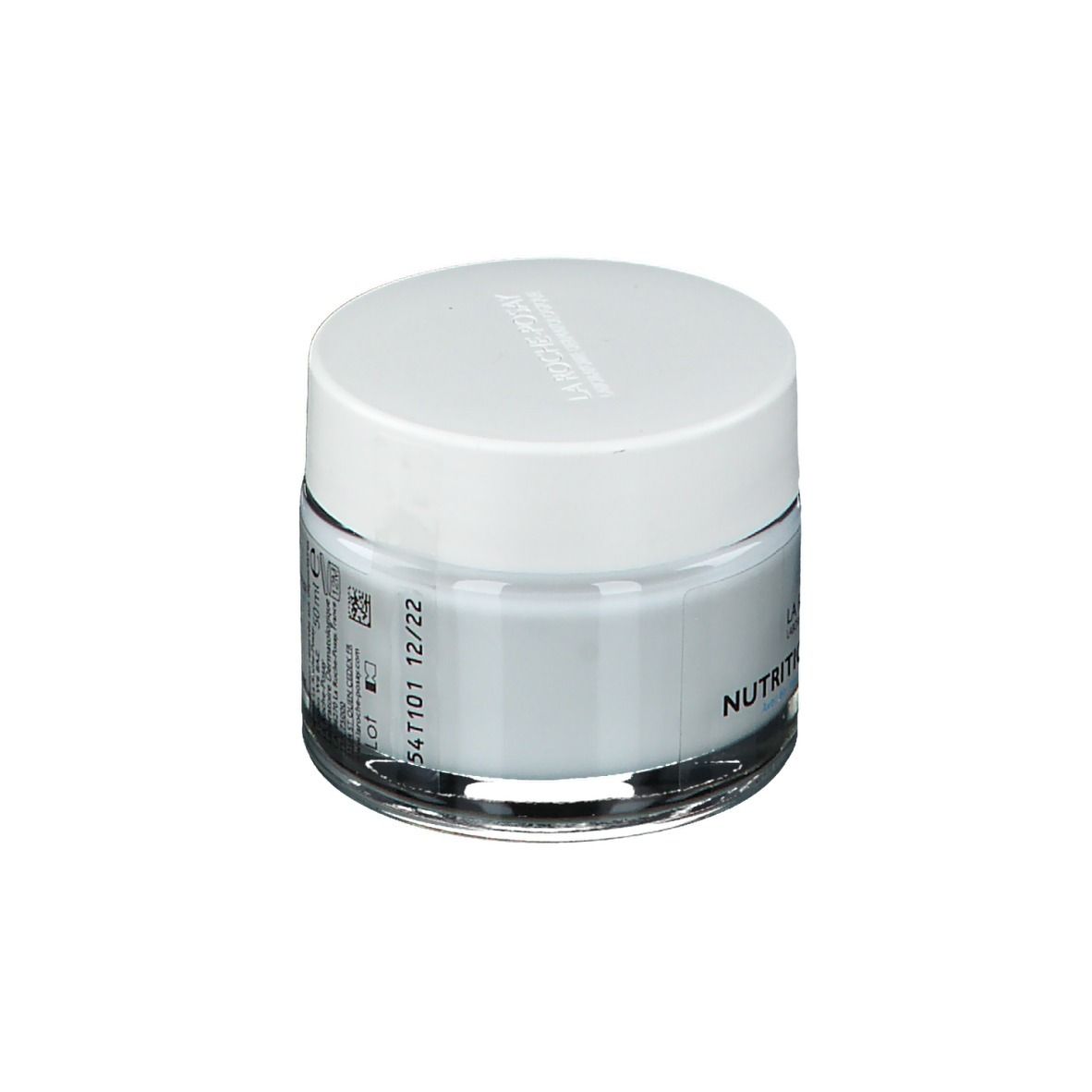 Vaso di crema con coperchio. Scritta: Nutritic Intense Riche. Adesivo con informazioni.