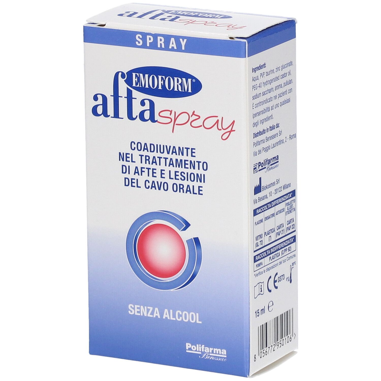 Verpackung für EMOFORM alta spray, 15 ml, ohne Alkohol.