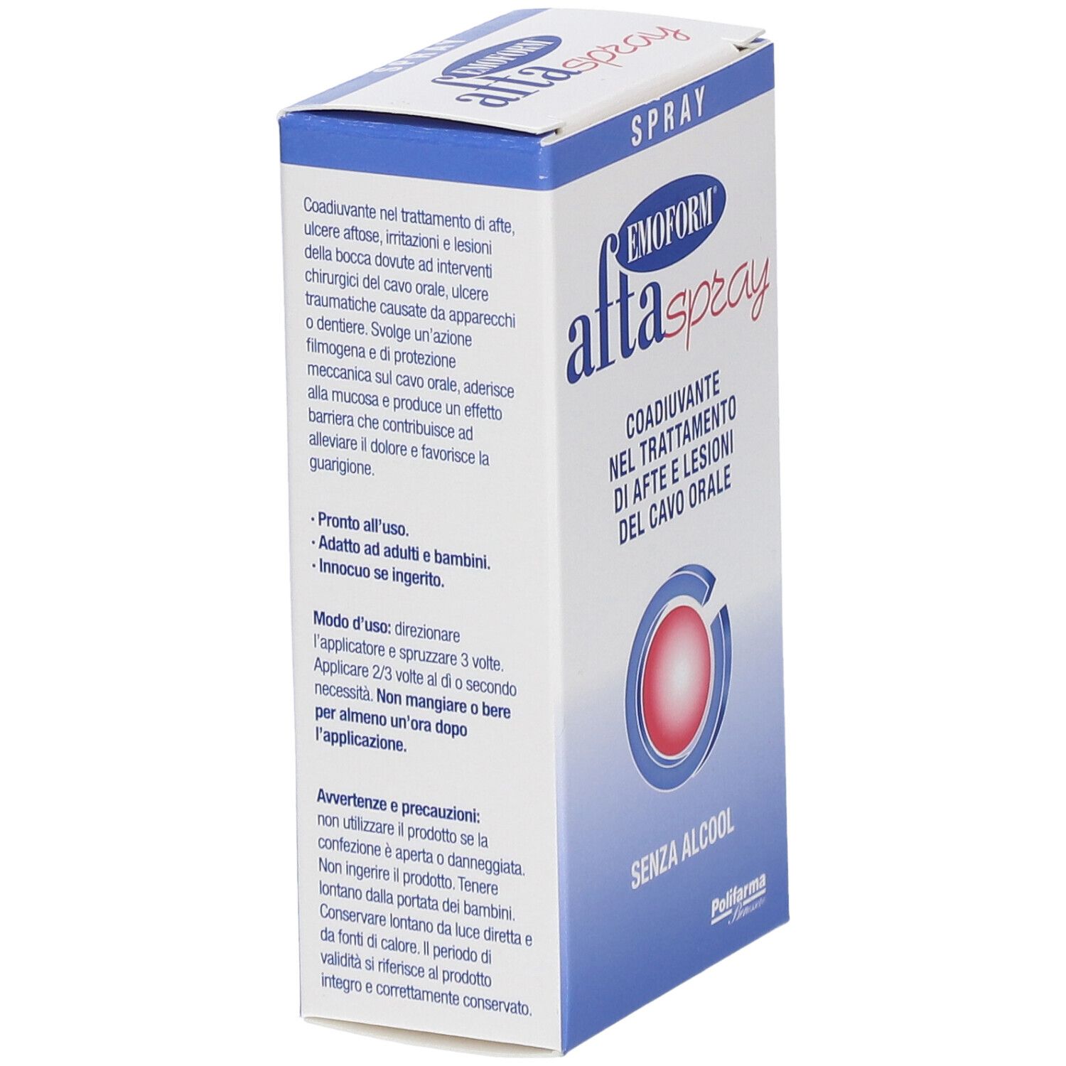 Verpackung für EMOFORM alta spray, 15 ml, ohne Alkohol.