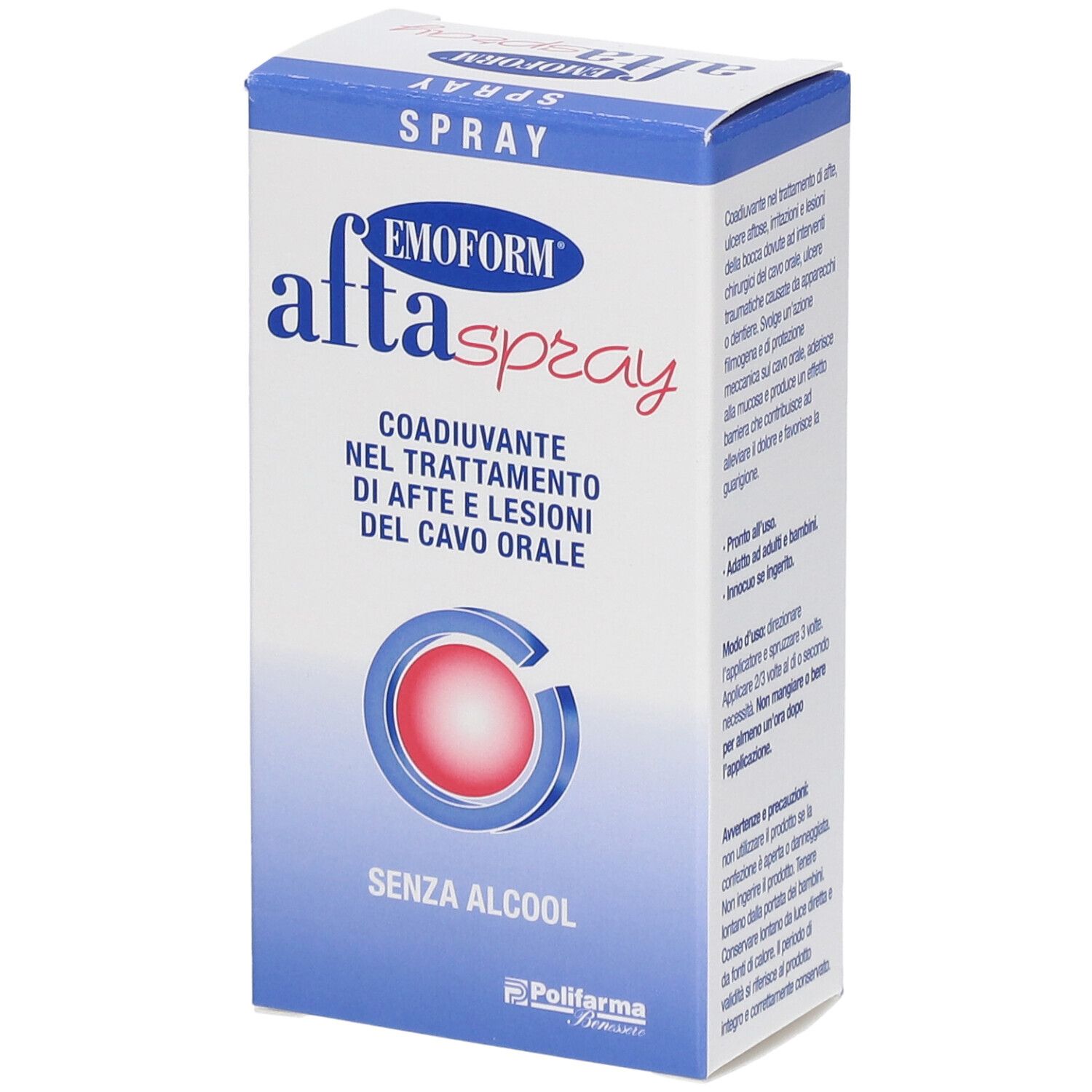 Verpackung für EMOFORM alta spray, 15 ml, ohne Alkohol.
