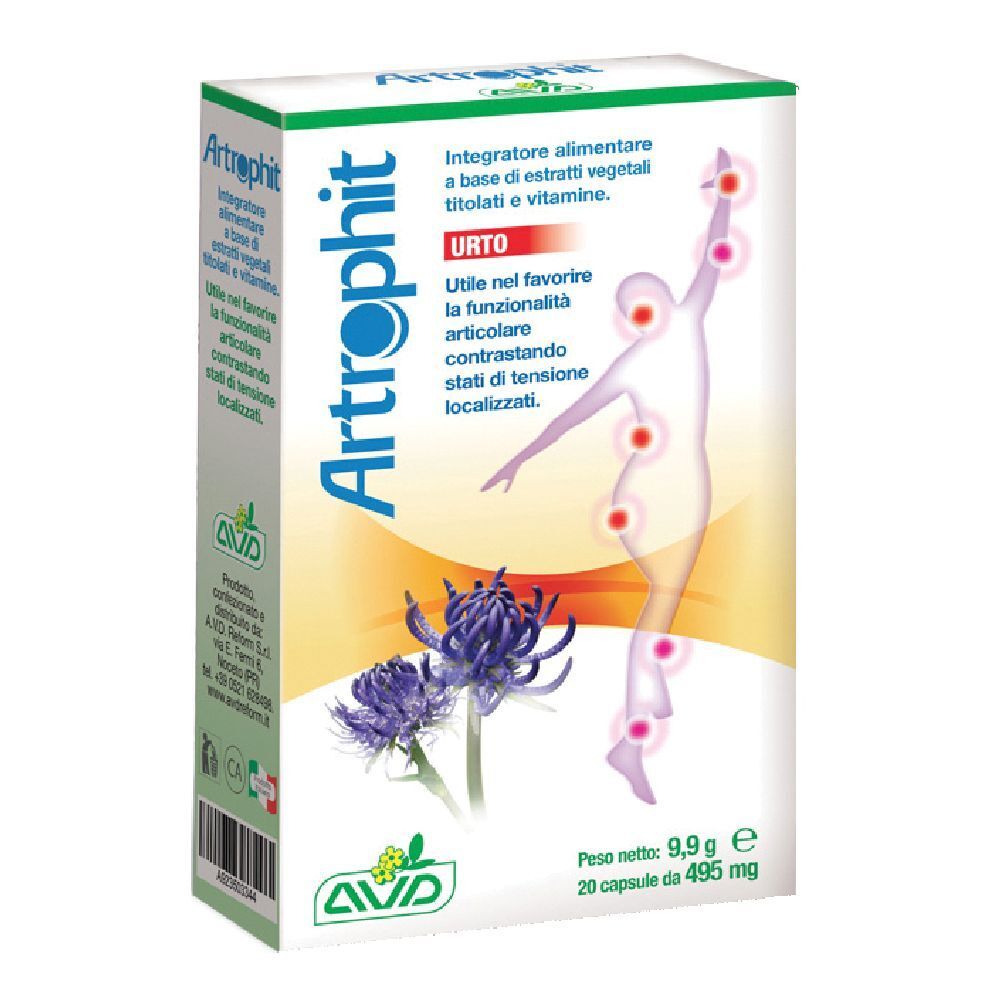 Scatola bianca con nome del prodotto e illustrazione. Testo in italiano. Contiene 20 capsule.